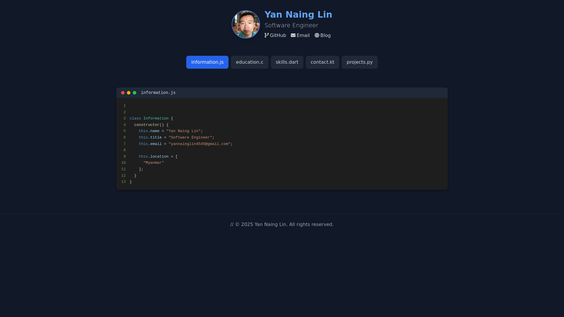 website screenshot of https://yannainglin.pages.dev/