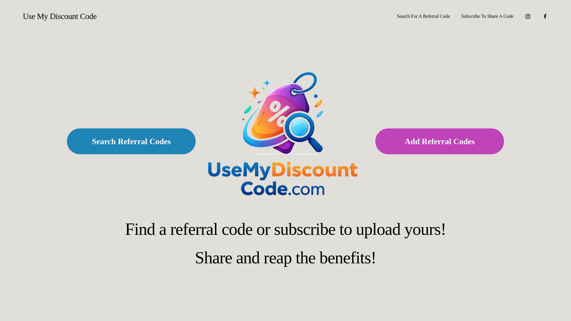 website screenshot of https://usemydiscountcode.com/