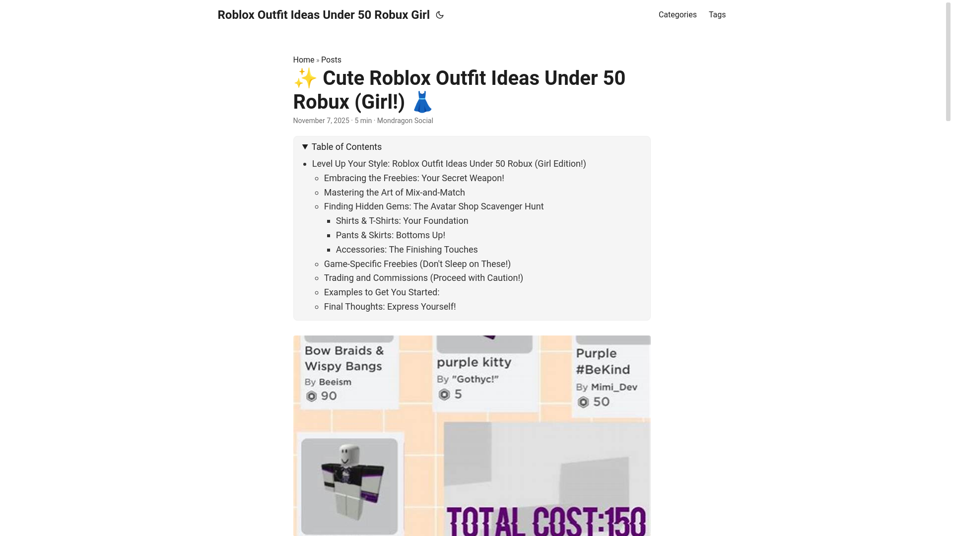 website screenshot of https://roblox-outfit-ideas-under-50-robux-girl.pages.dev/