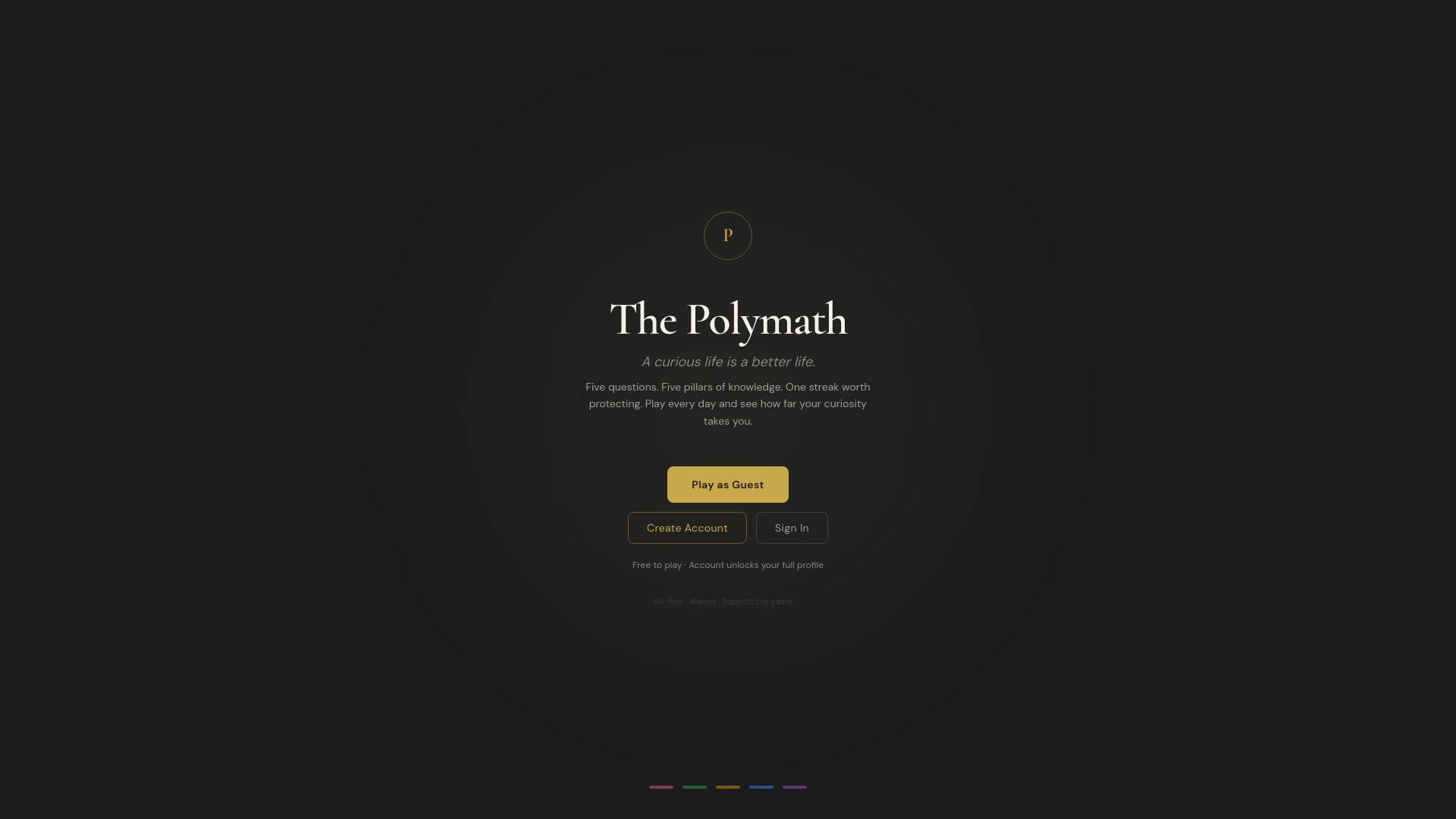 website screenshot of https://playthepolymath.com/