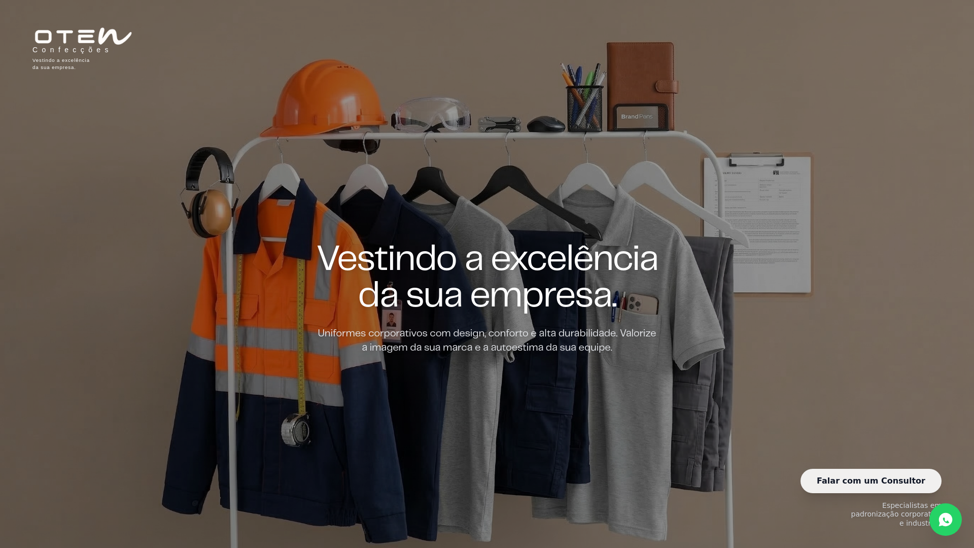 website screenshot of https://otenuniformes.com.br