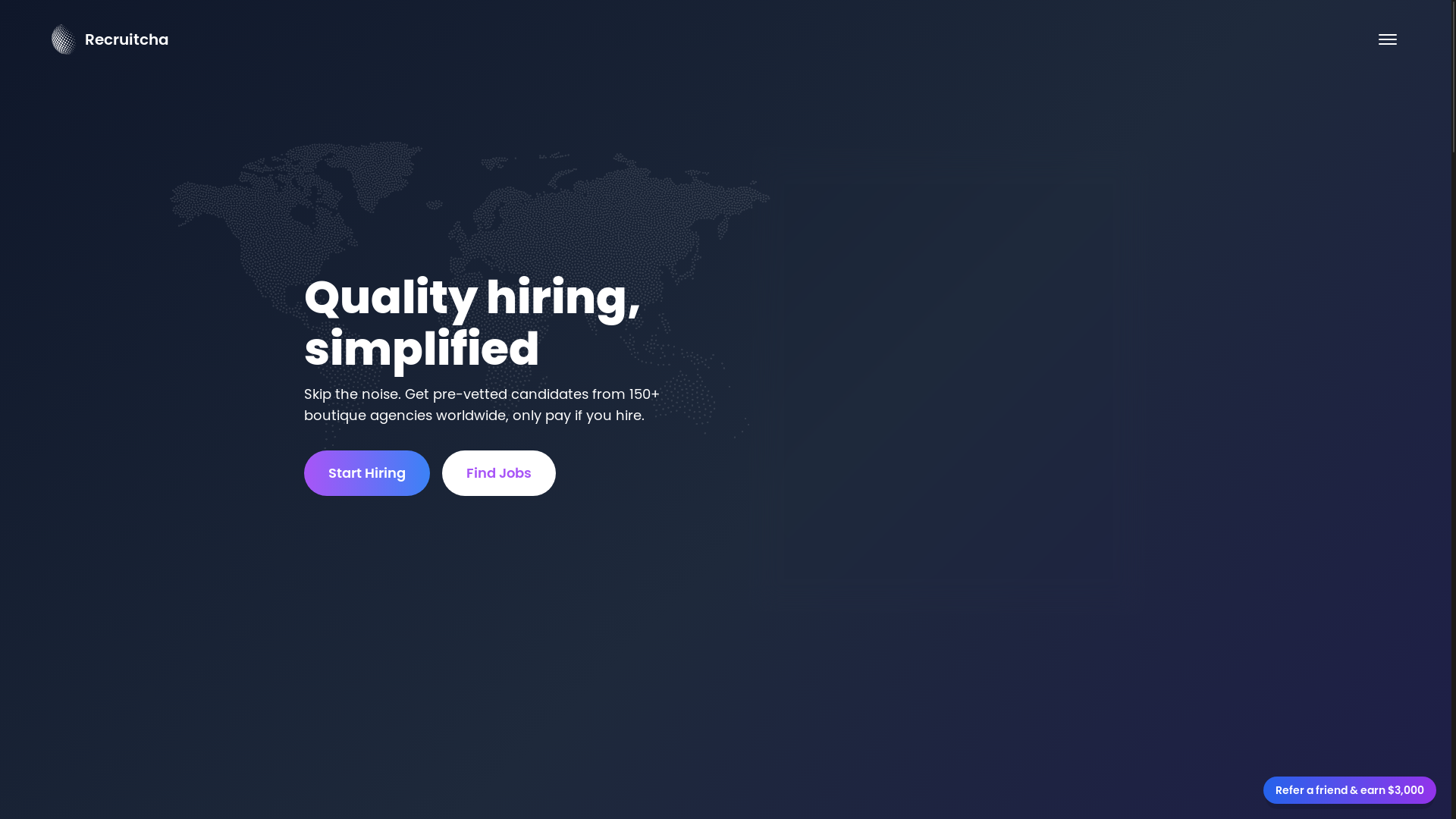 website screenshot of https://recruitcha10x.com/