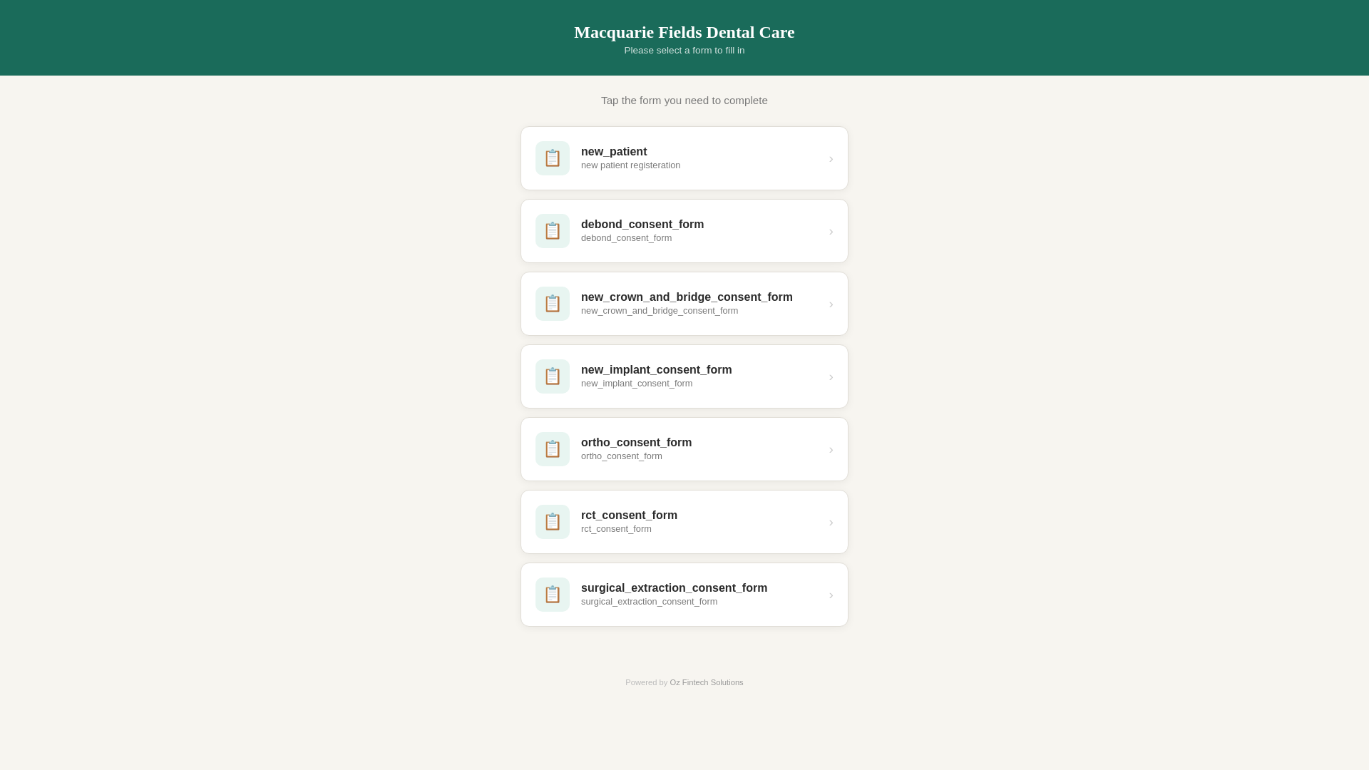 website screenshot of https://ozforms-macquarie-fields-dental-care.pages.dev/