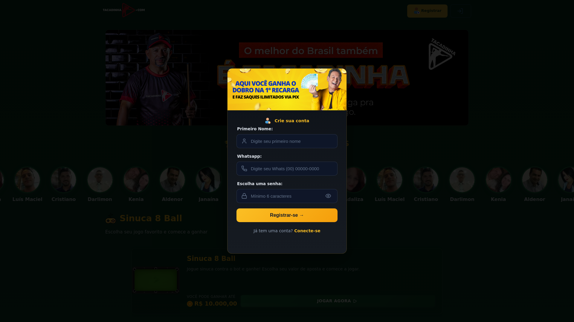 website screenshot of https://tacadinha.top/