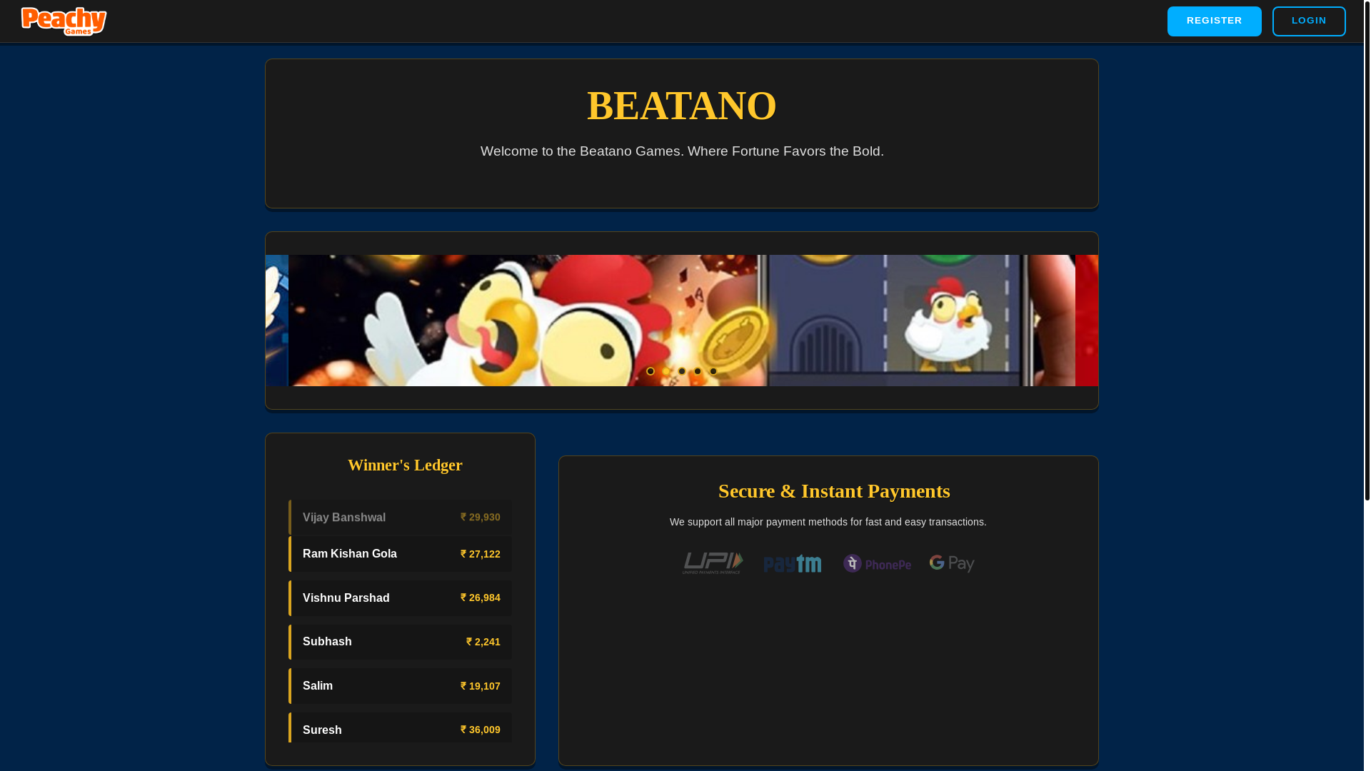 website screenshot of https://peachygames.guru/