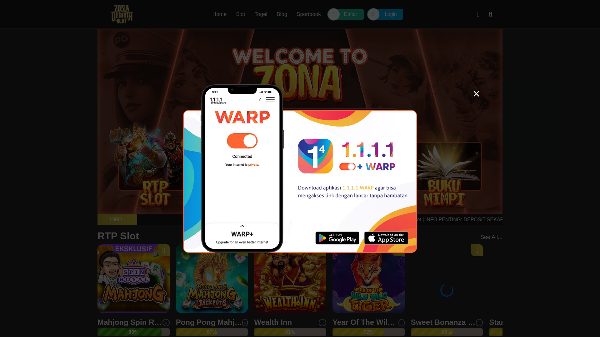 website screenshot of https://zonamaindewataslot.hair