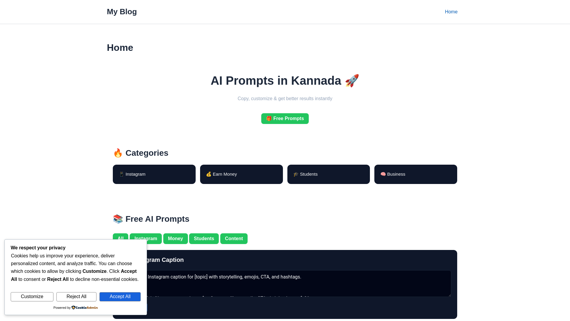 website screenshot of https://kannadaai.in/