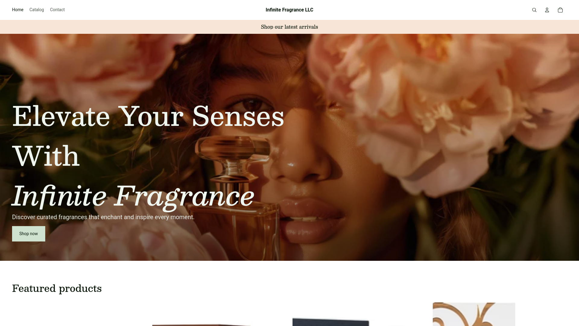 website screenshot of https://infinitefragrancellc.com/