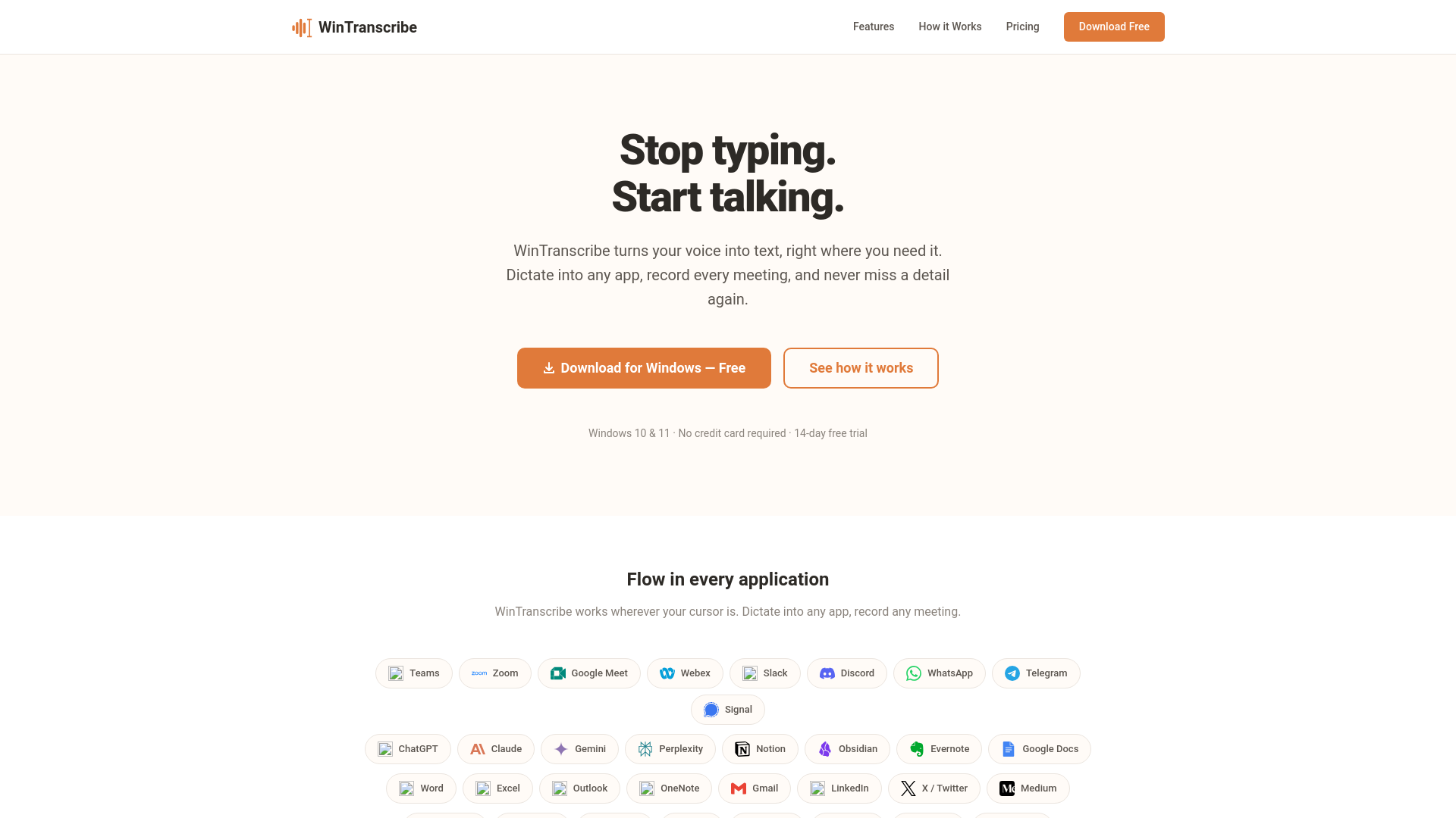 website screenshot of https://wintranscribe-site.pages.dev/