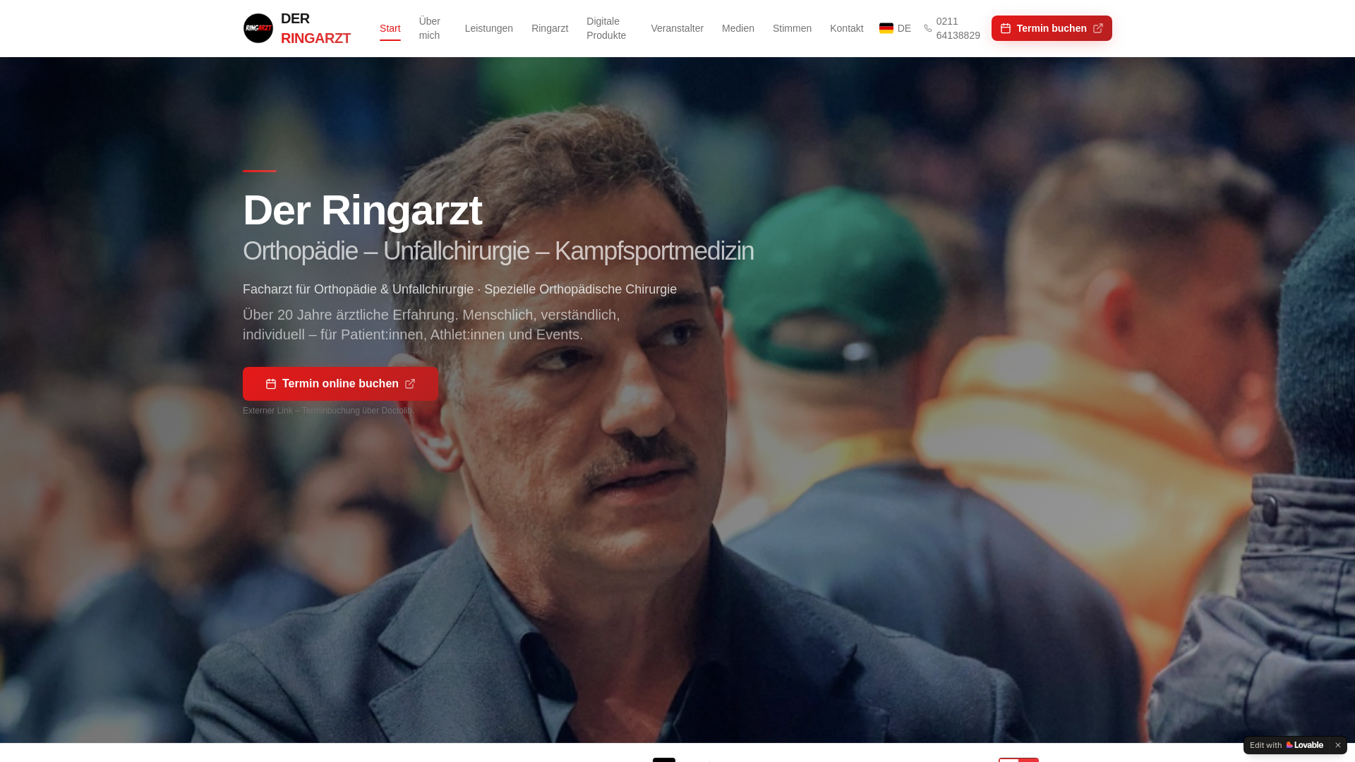 website screenshot of https://der-ringarzt.de/