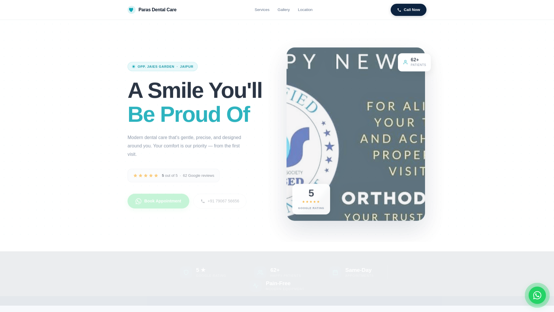 website screenshot of https://paras-dental-care-jaipur.pages.dev/