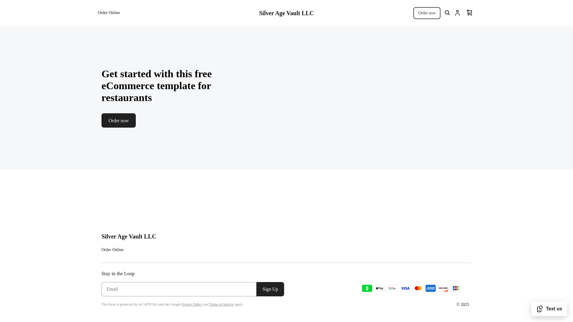 website screenshot of https://silveragevault.com/