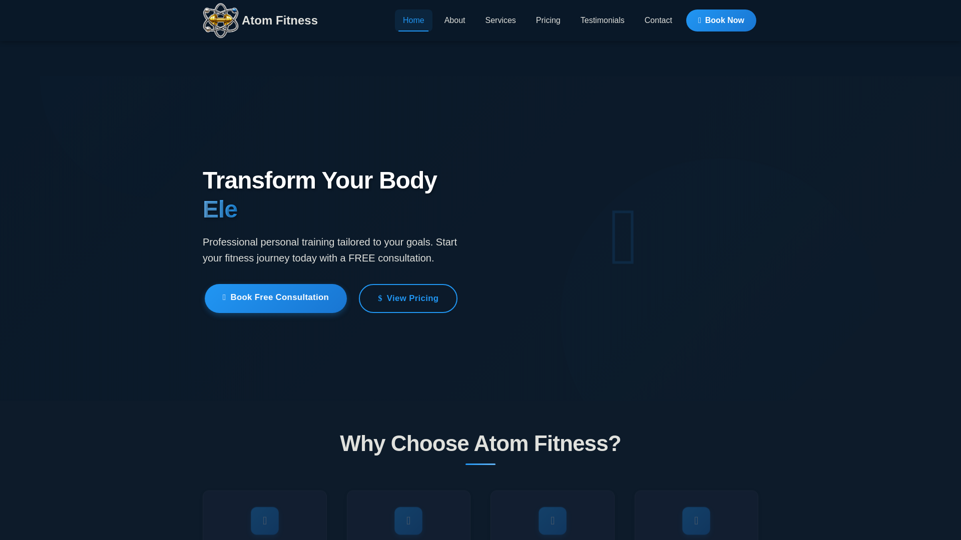 website screenshot of https://atomfitness.ca/