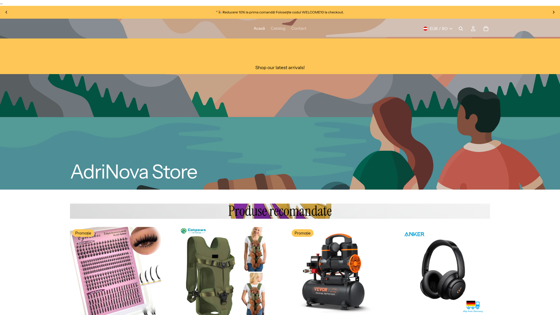 website screenshot of https://adrinova.store/