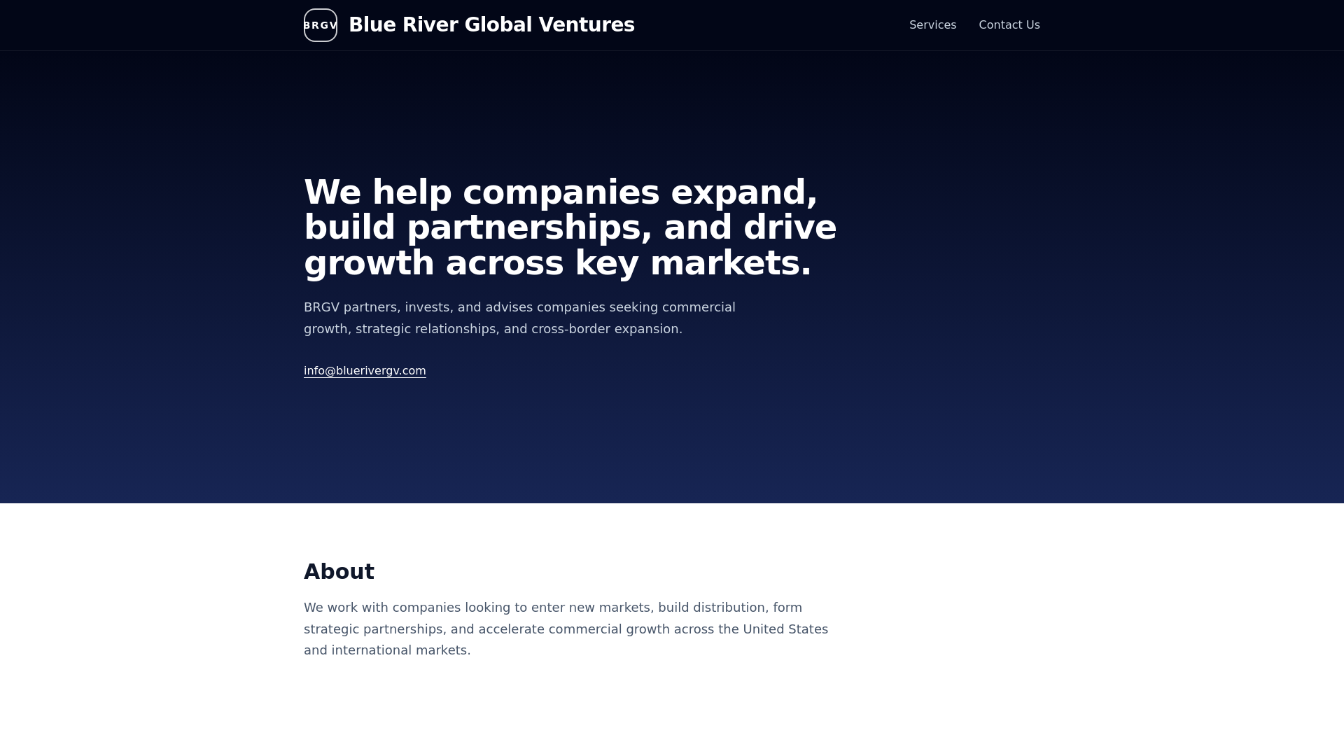 website screenshot of https://bluerivergv.com/