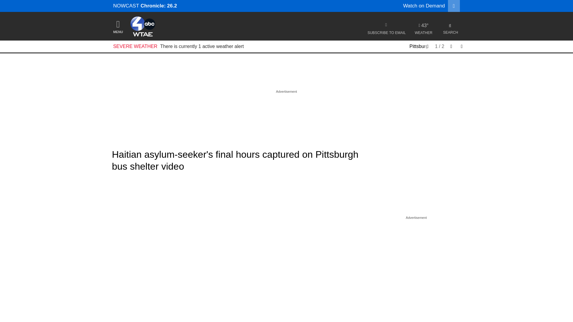 website screenshot of https://www.wtae.com/article/pittsburgh-bus-shelter-haitian-asylum-seeker/71188581