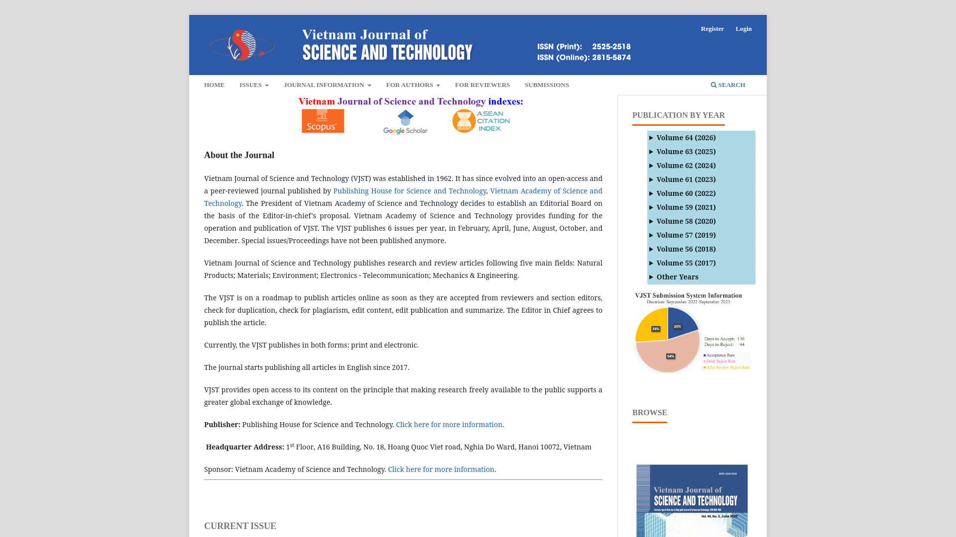 website screenshot of https://vjst.vast.vn/