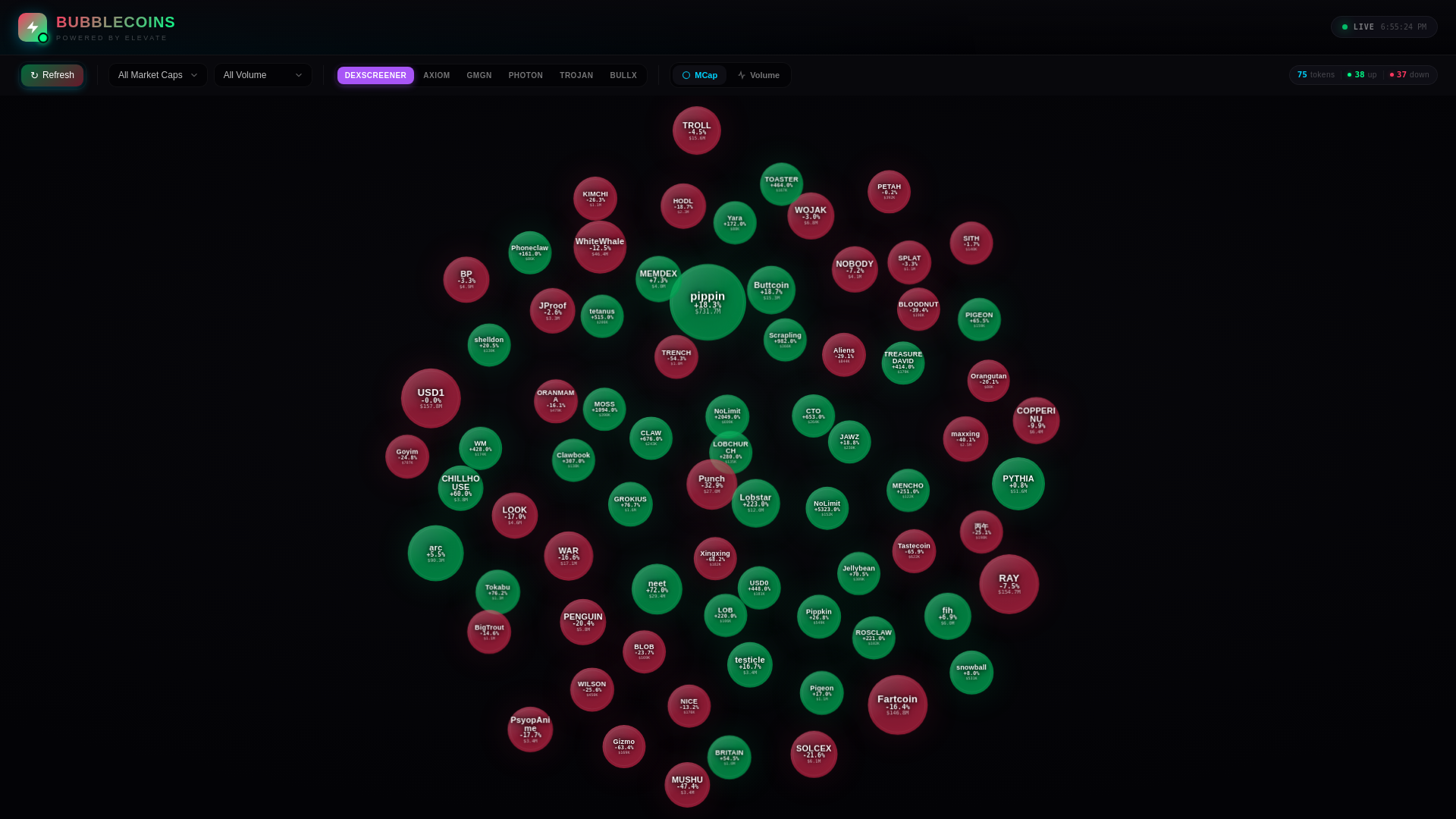 website screenshot of https://bubblecoins.xyz/