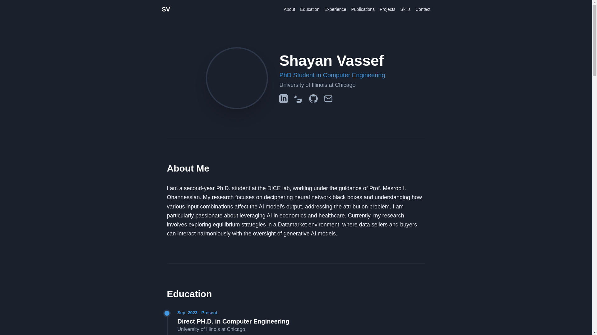 website screenshot of https://shayanvassef.com/