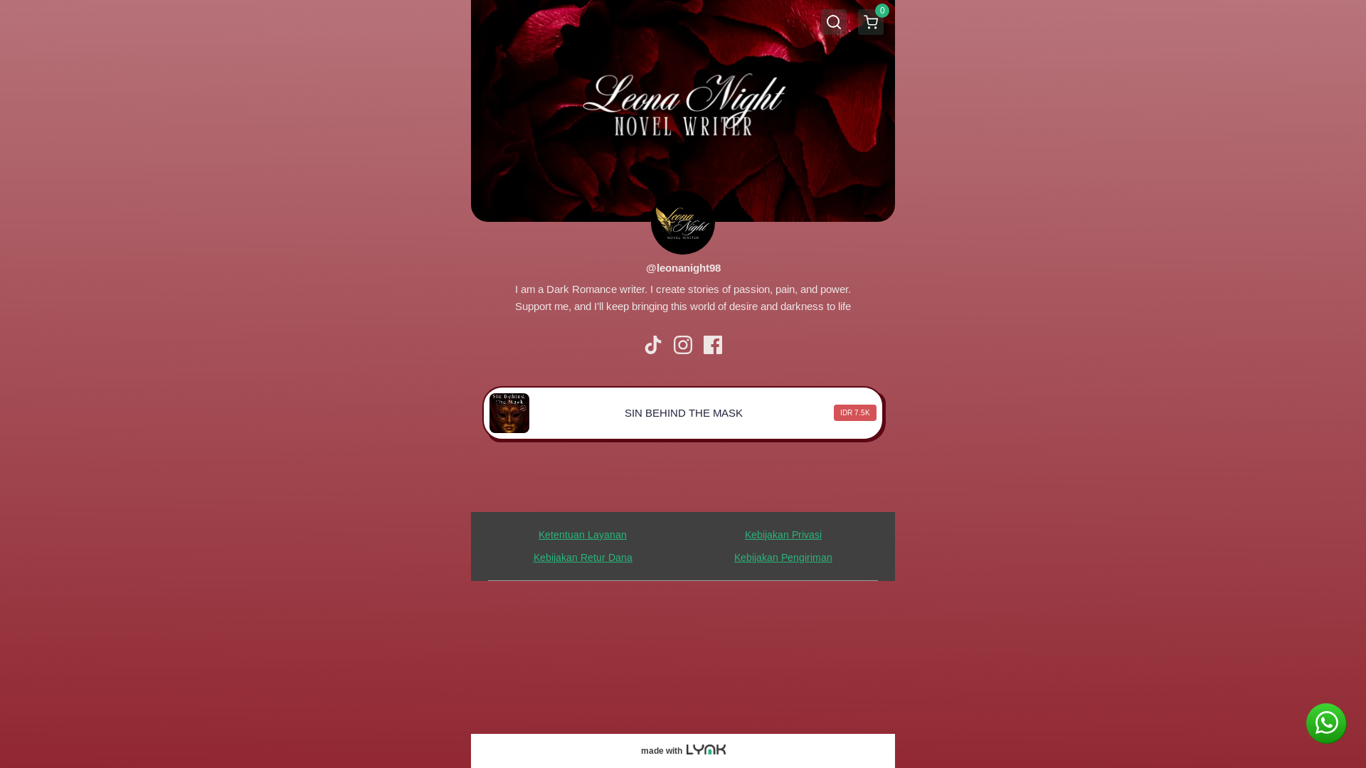 website screenshot of https://leonanightnovels.com/