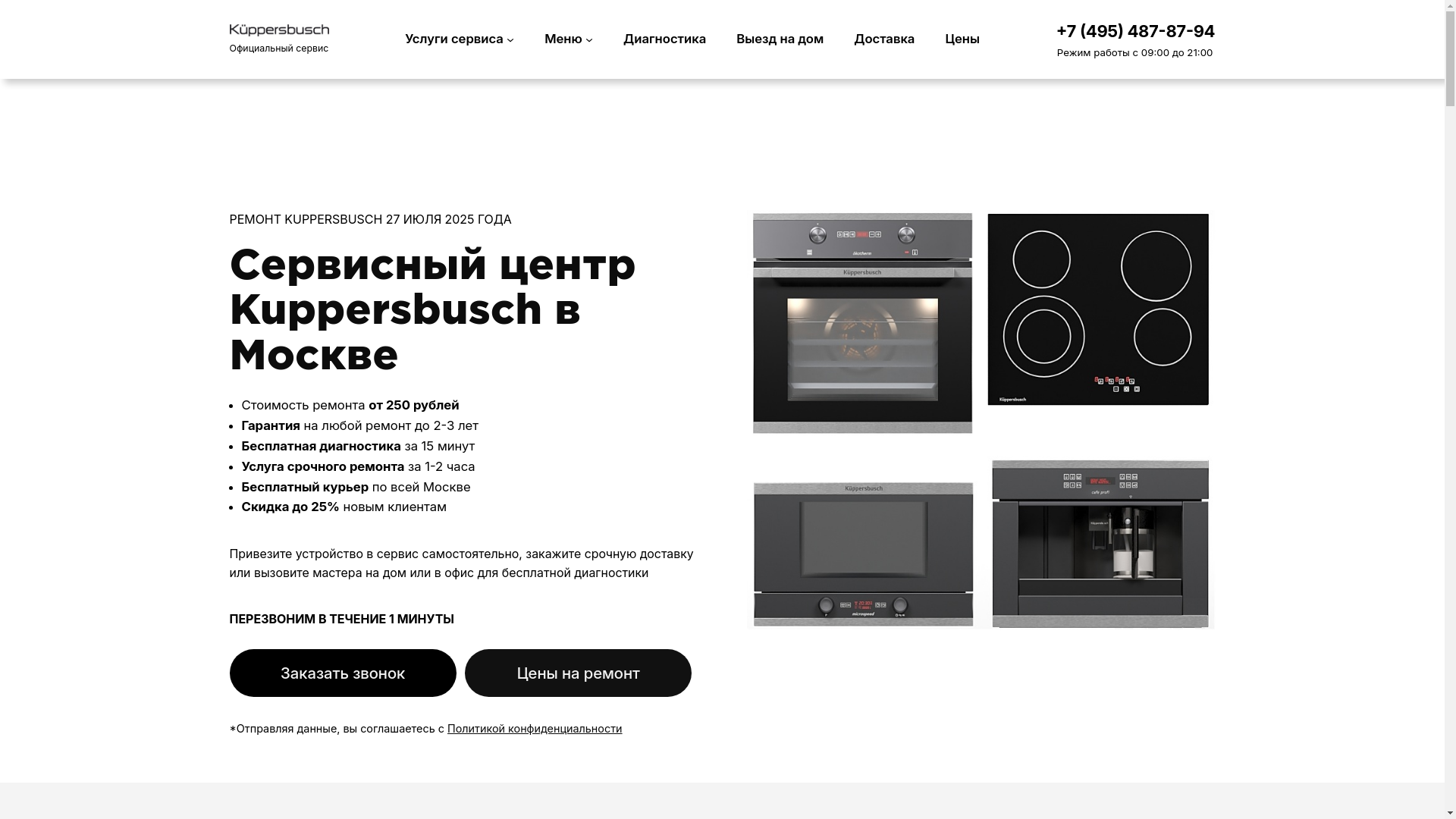 website screenshot of https://kuppersbusch-service-center.ru/