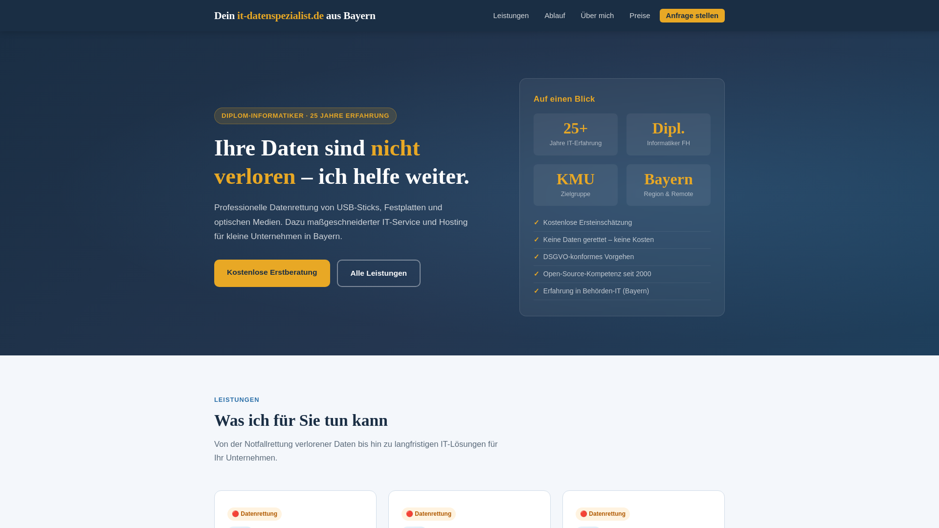 website screenshot of https://it-datenspezialist.de/