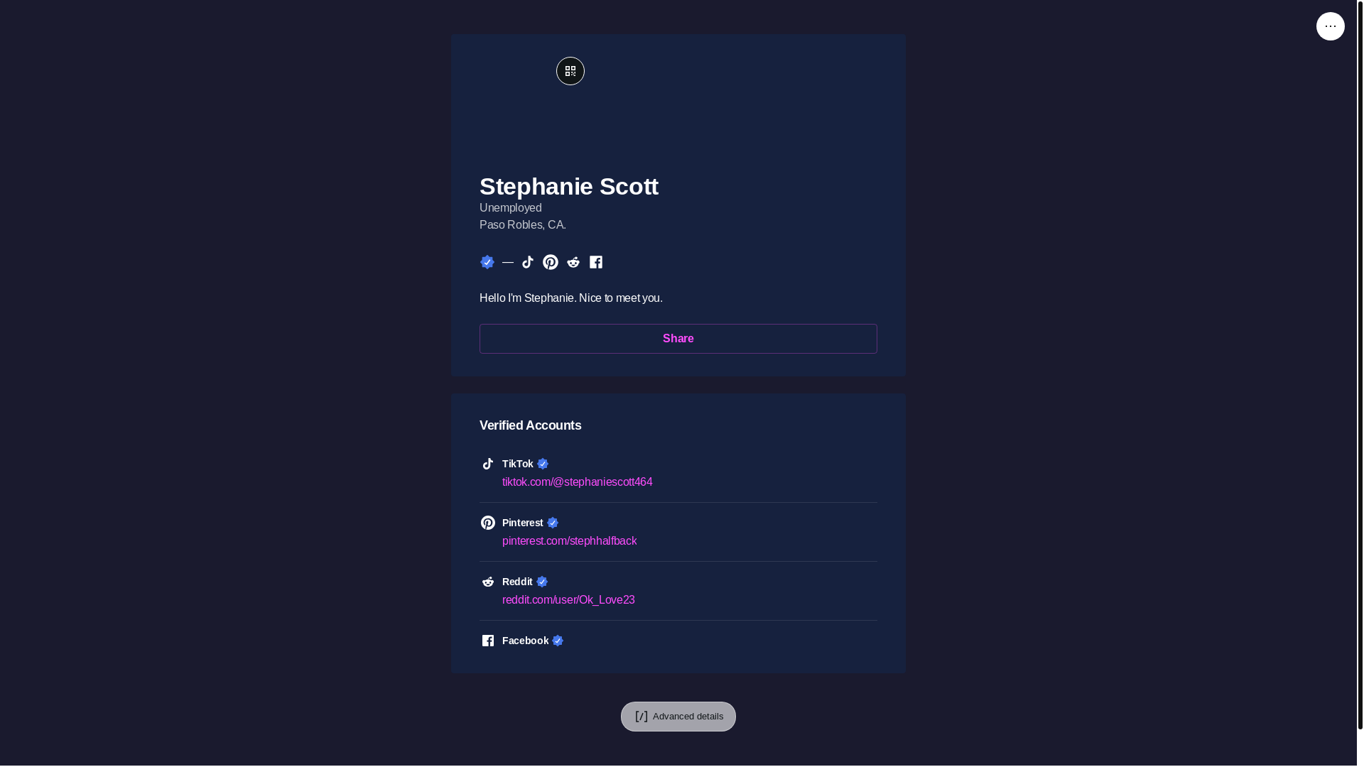 website screenshot of https://stephaniescott.link/