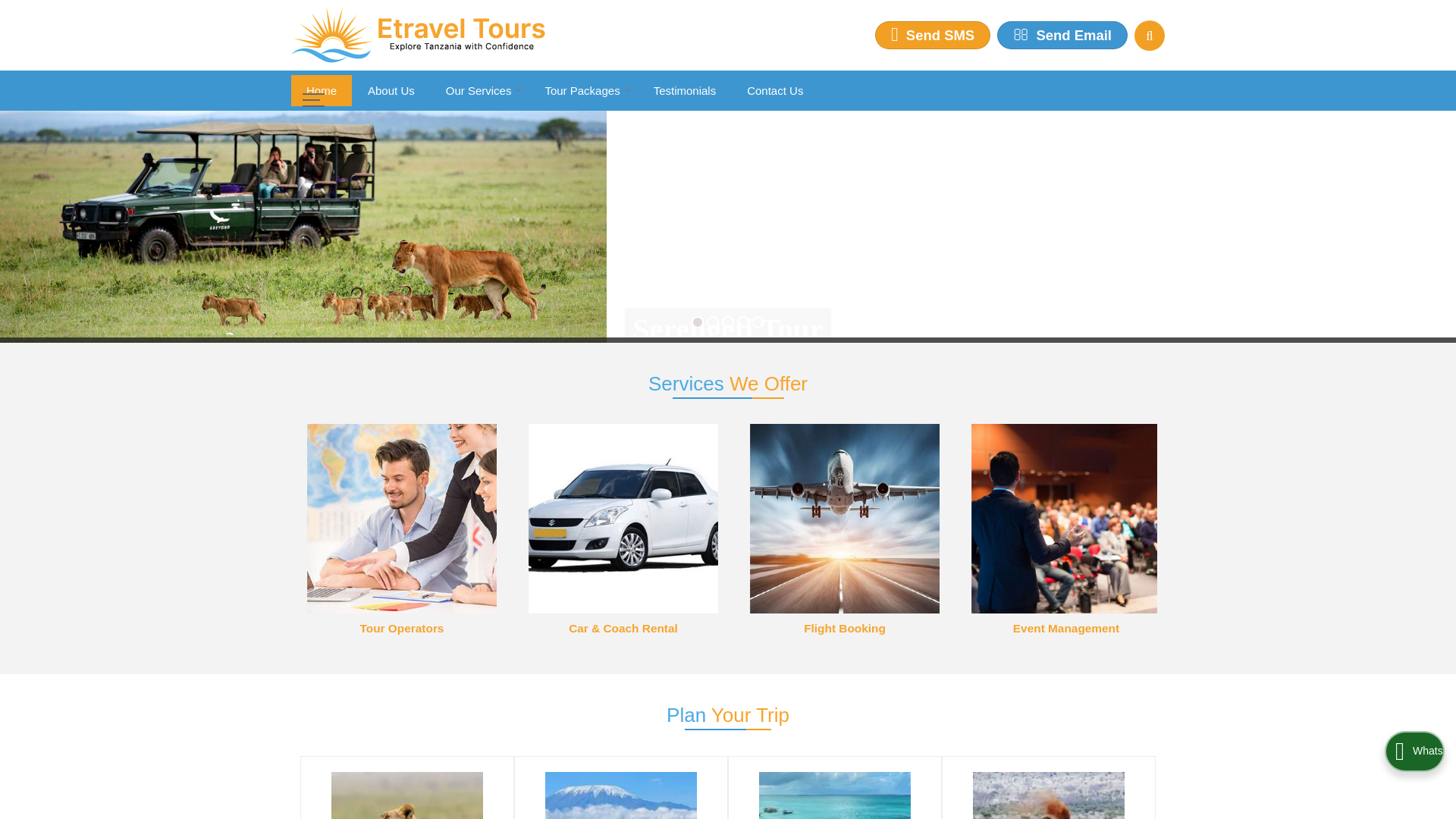 website screenshot of https://etravelsafari.com/
