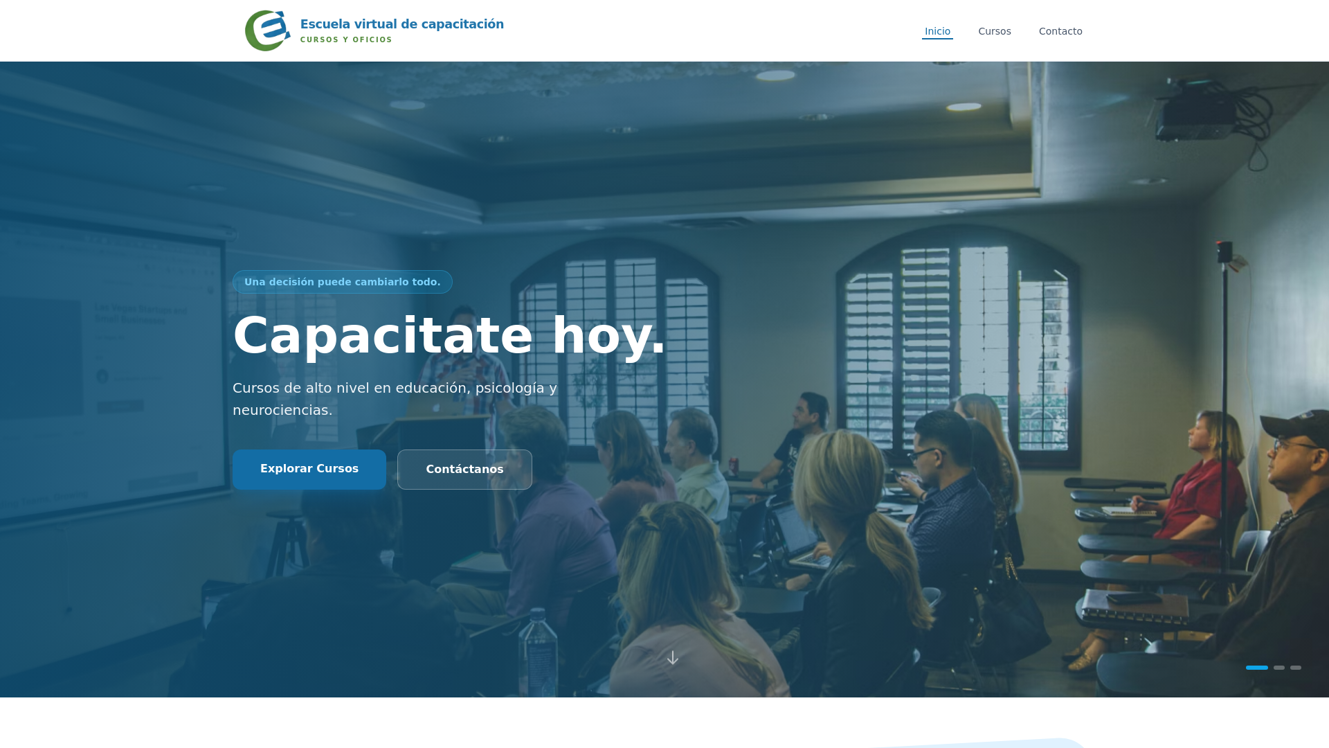 website screenshot of https://escuelavirtualevic.com.ar