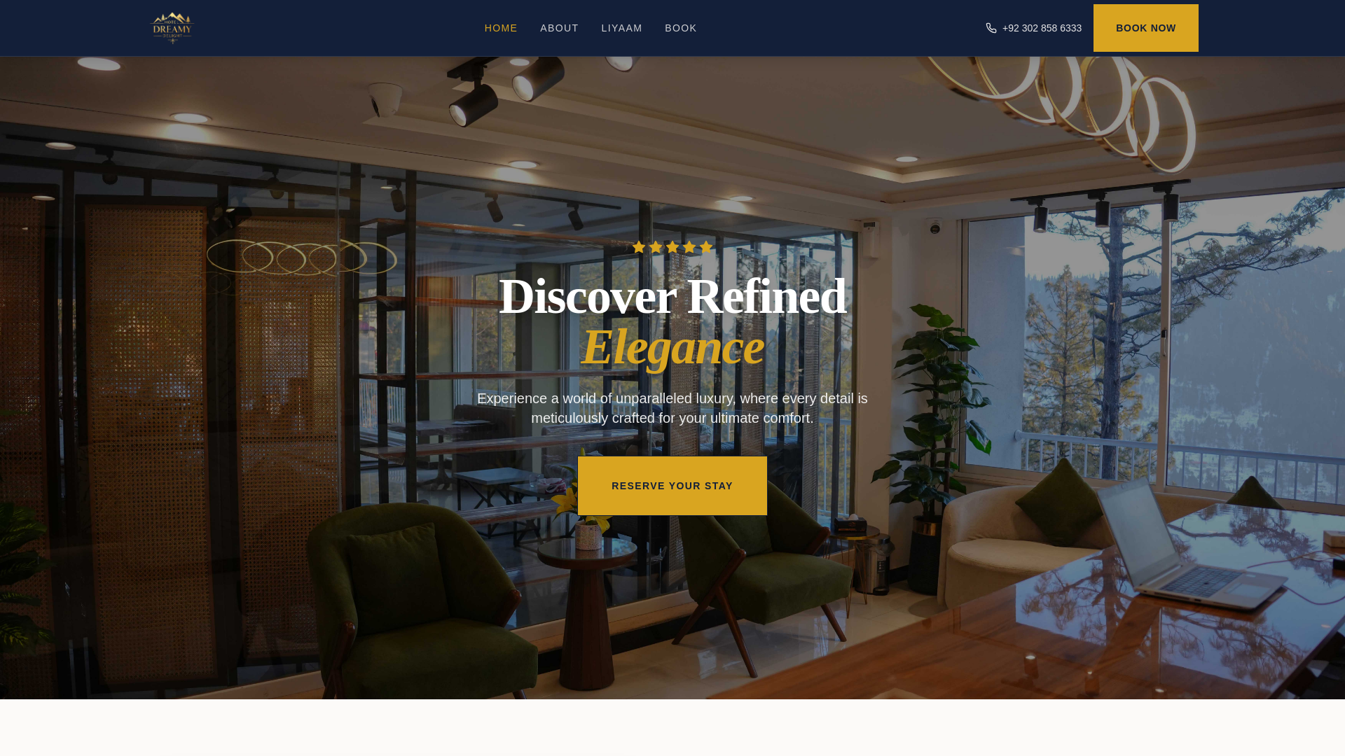 website screenshot of https://dreamydelighthotel.com