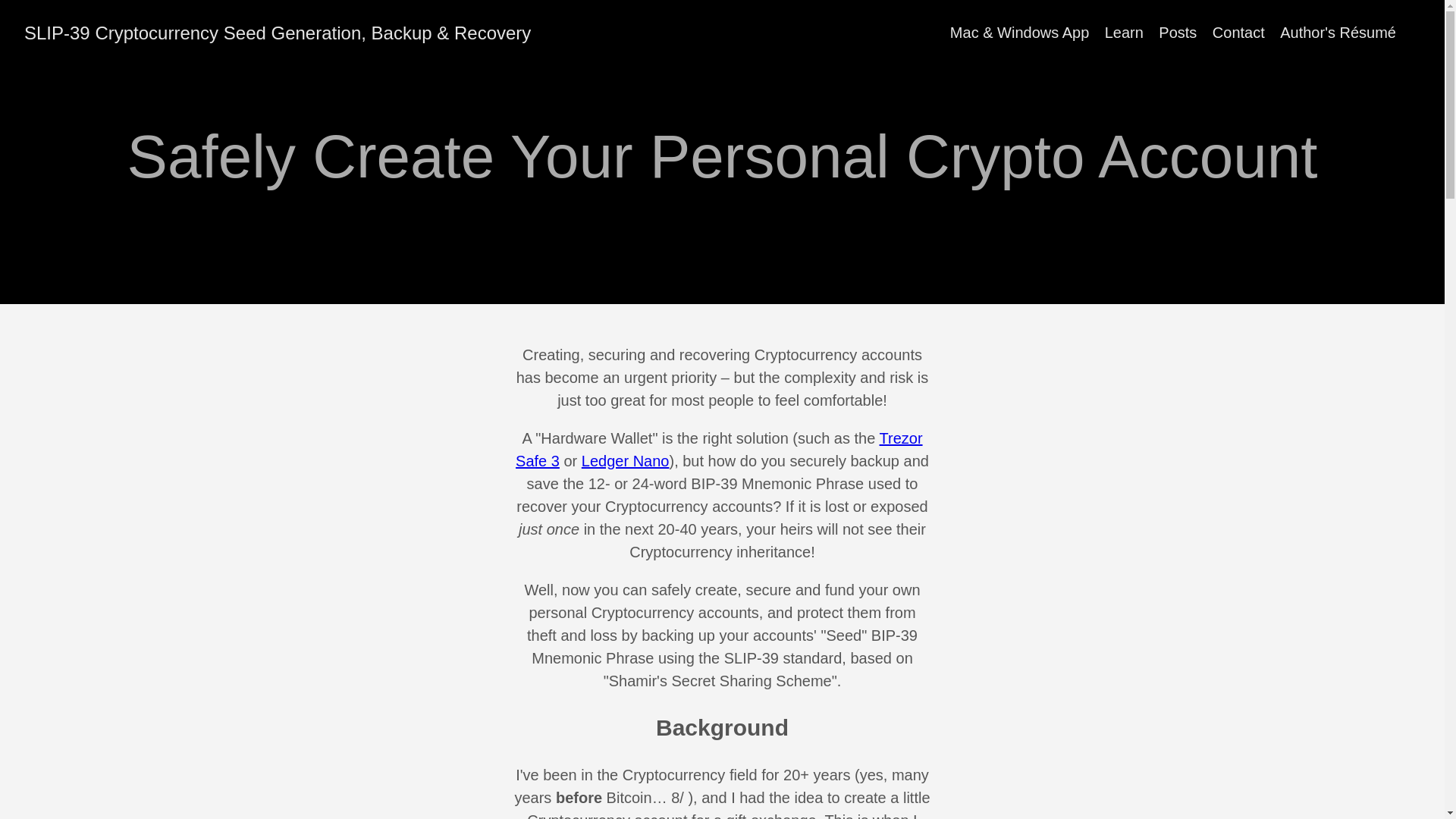 website screenshot of https://slip39-com.pages.dev/