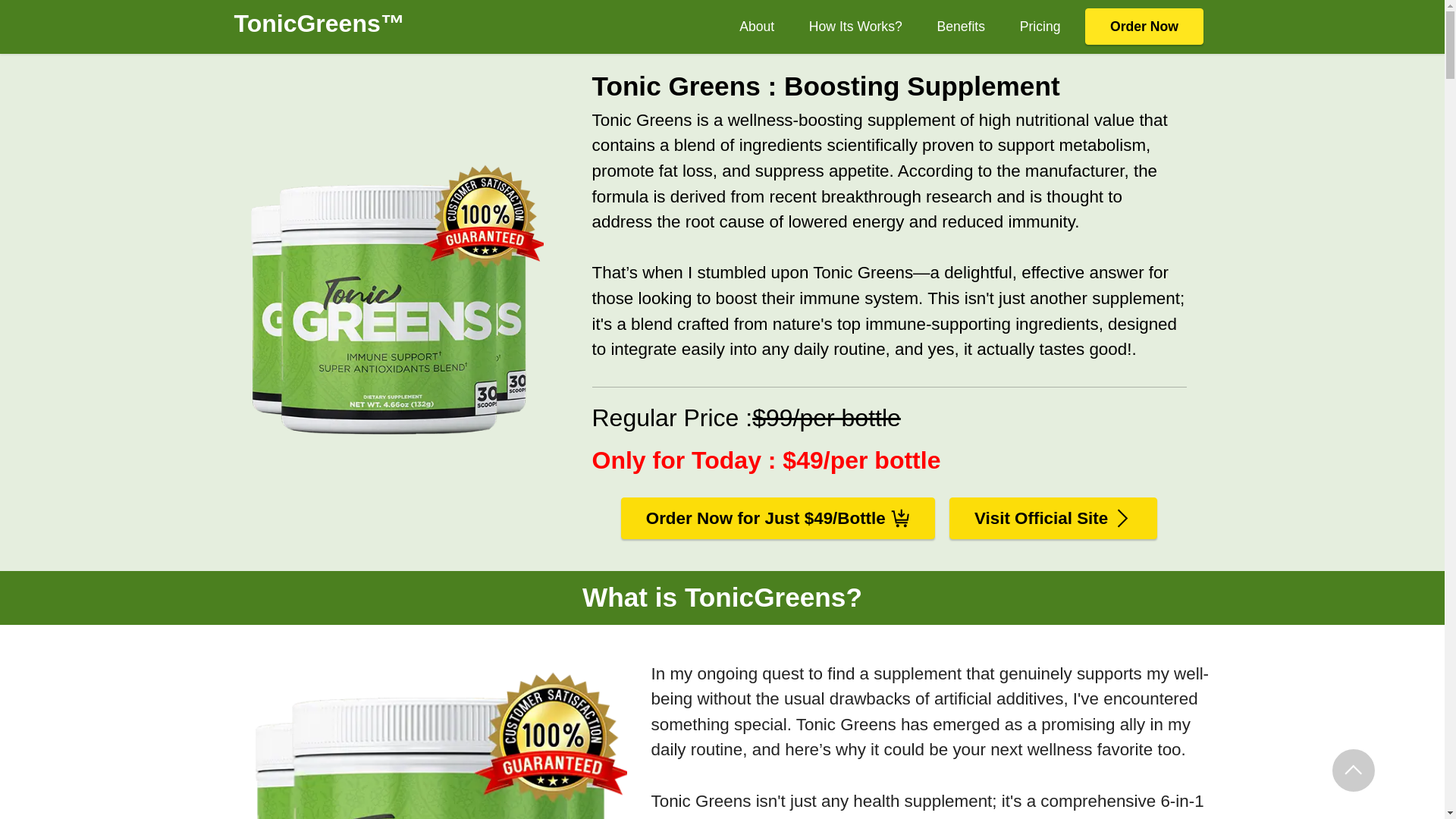 website screenshot of https://tonicgreens-us.com