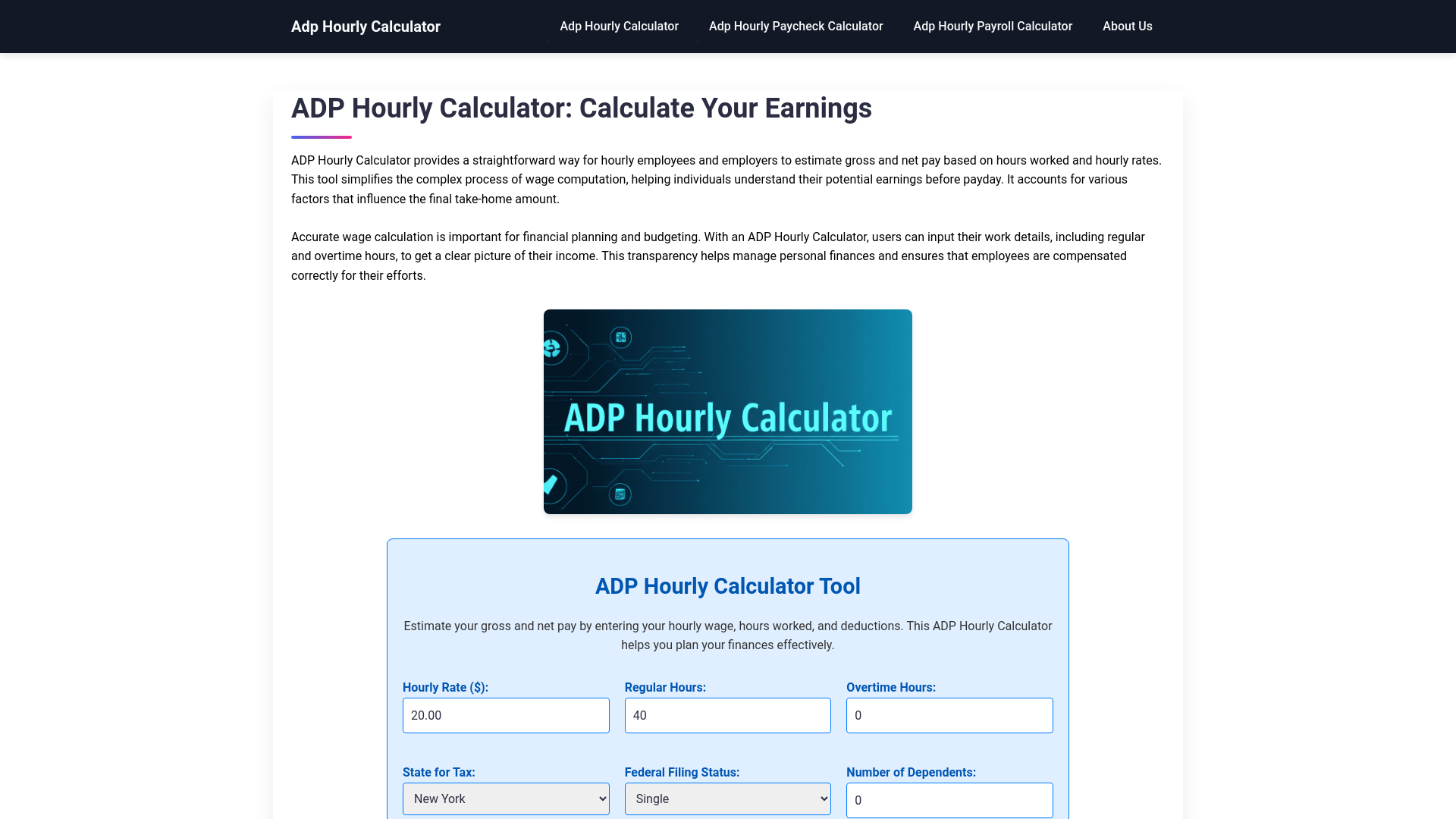 website screenshot of https://adphourlycalculator.vercel.app