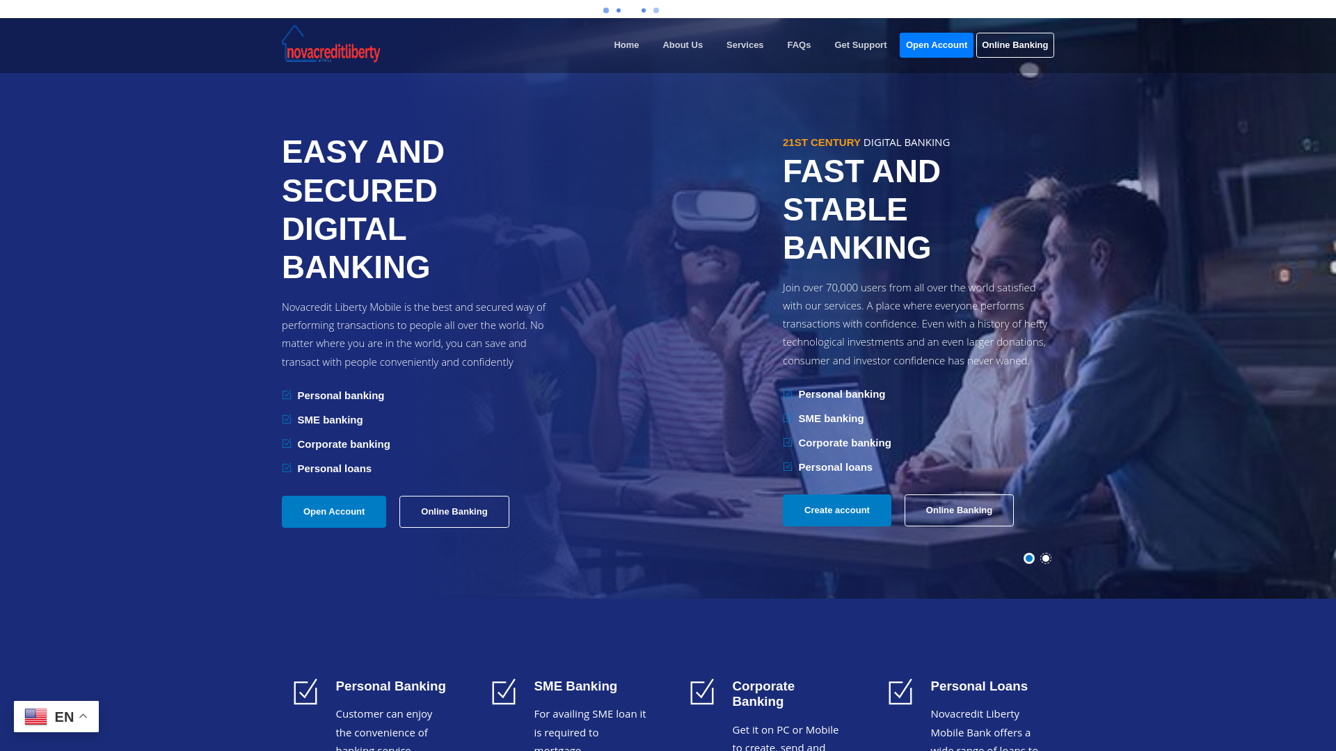 website screenshot of https://novacreditlibertymobile.com