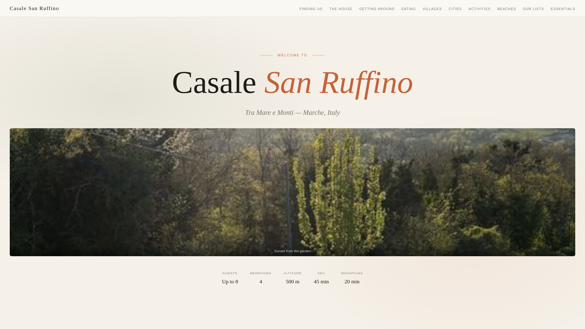 website screenshot of https://casalesanruffinoguestguide.com/