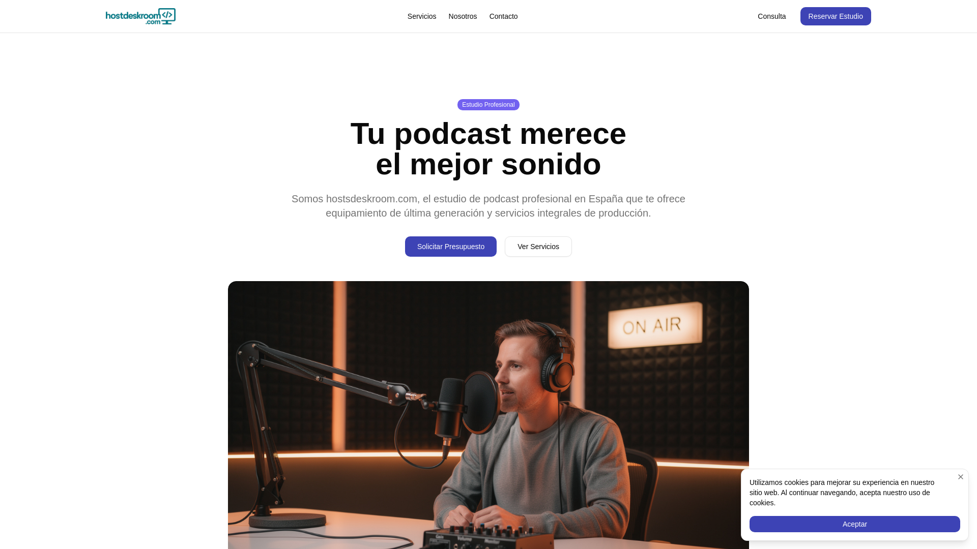 website screenshot of https://hostsdeskroom.com