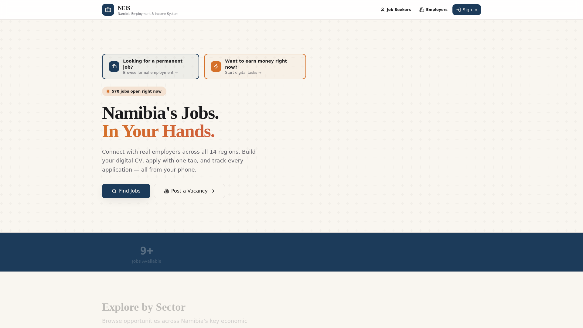 website screenshot of https://namibia-employment-income-system.com/