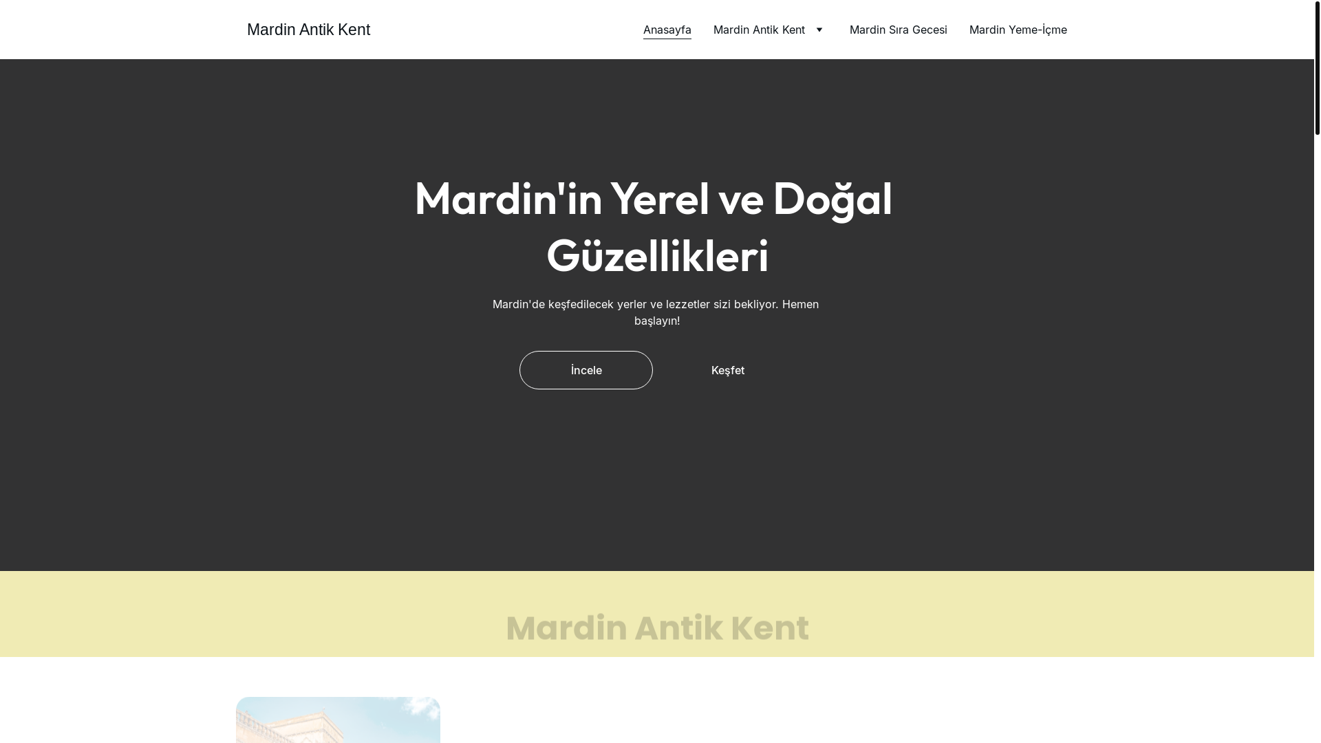 website screenshot of https://mardinantikkent.com.tr/