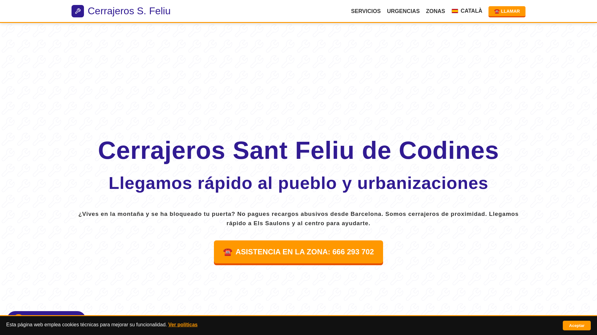 website screenshot of https://cerrajerossantfeliudecodines.com.es/