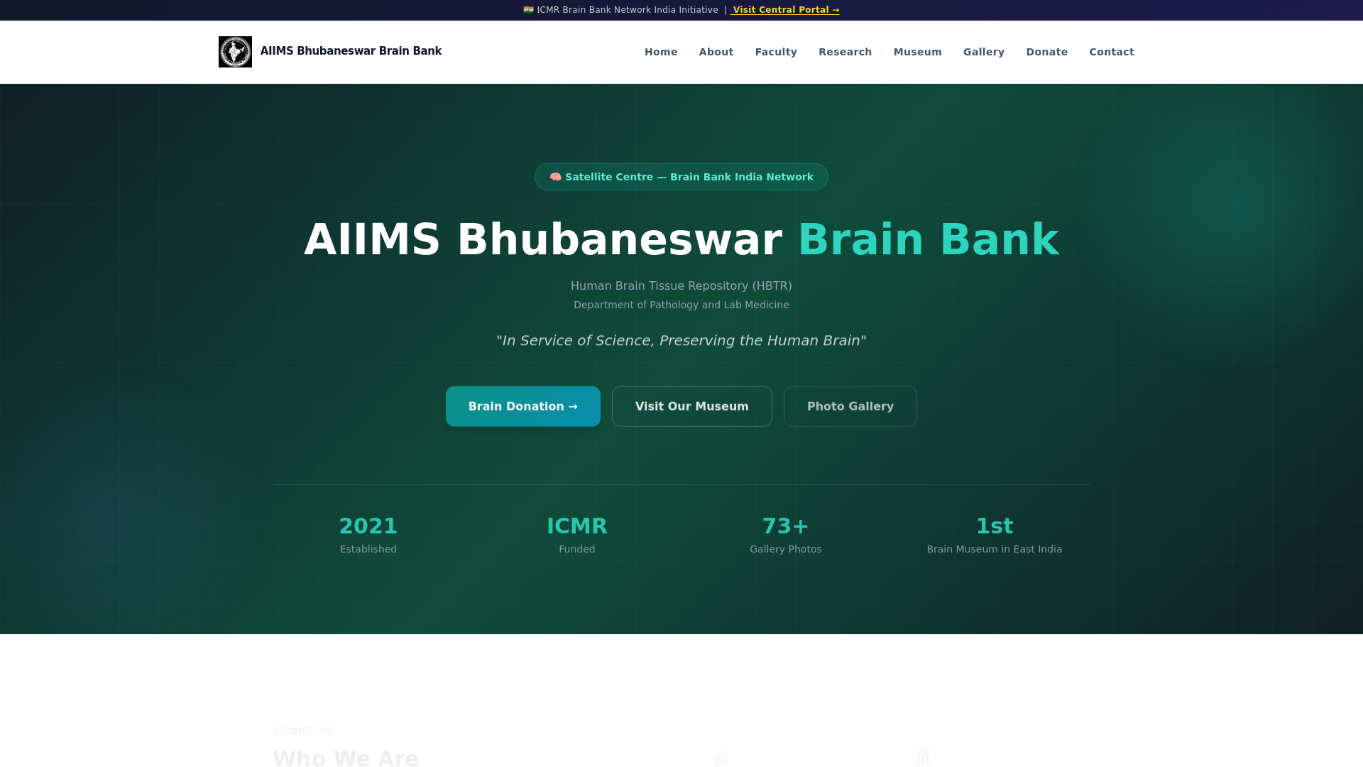website screenshot of https://brain-bank-aiimsbhubaneshwar.pages.dev/