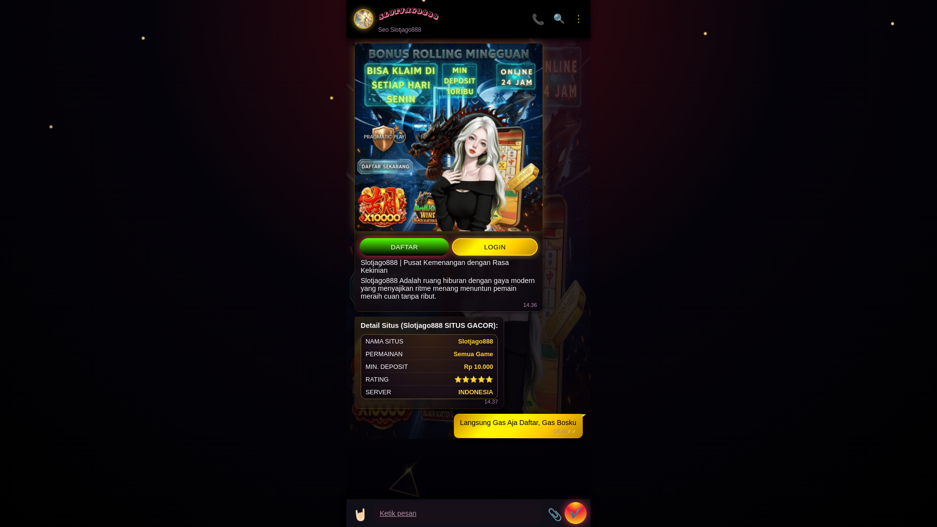 website screenshot of https://loginke-slotjago888.pages.dev/