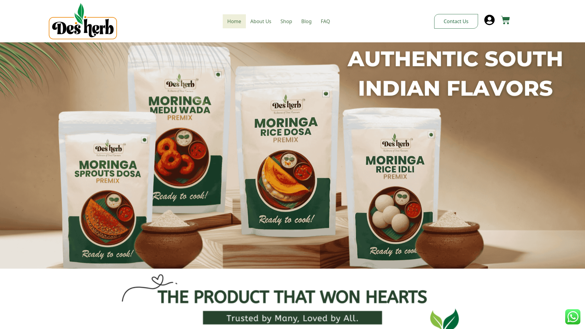 website screenshot of https://desherb.in