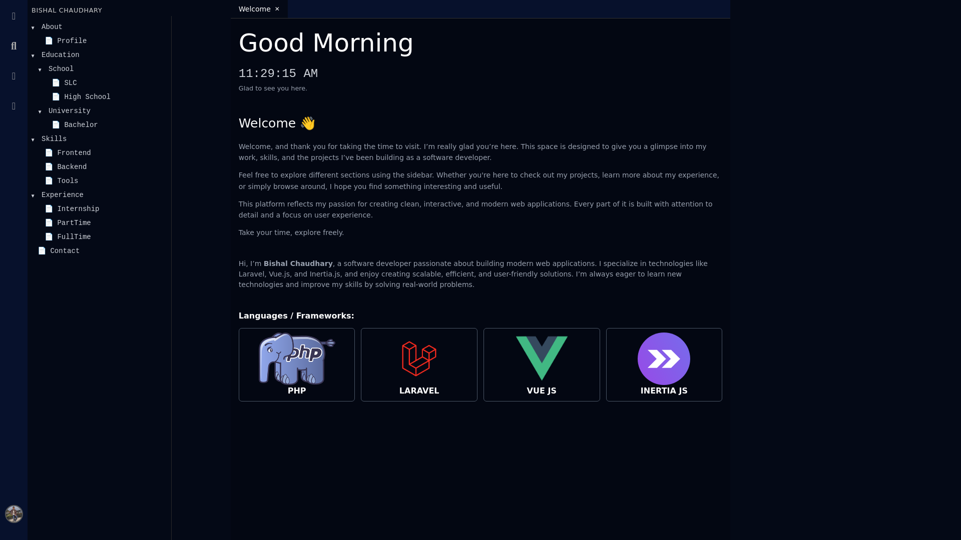 website screenshot of https://bishalcodeslaravel.com