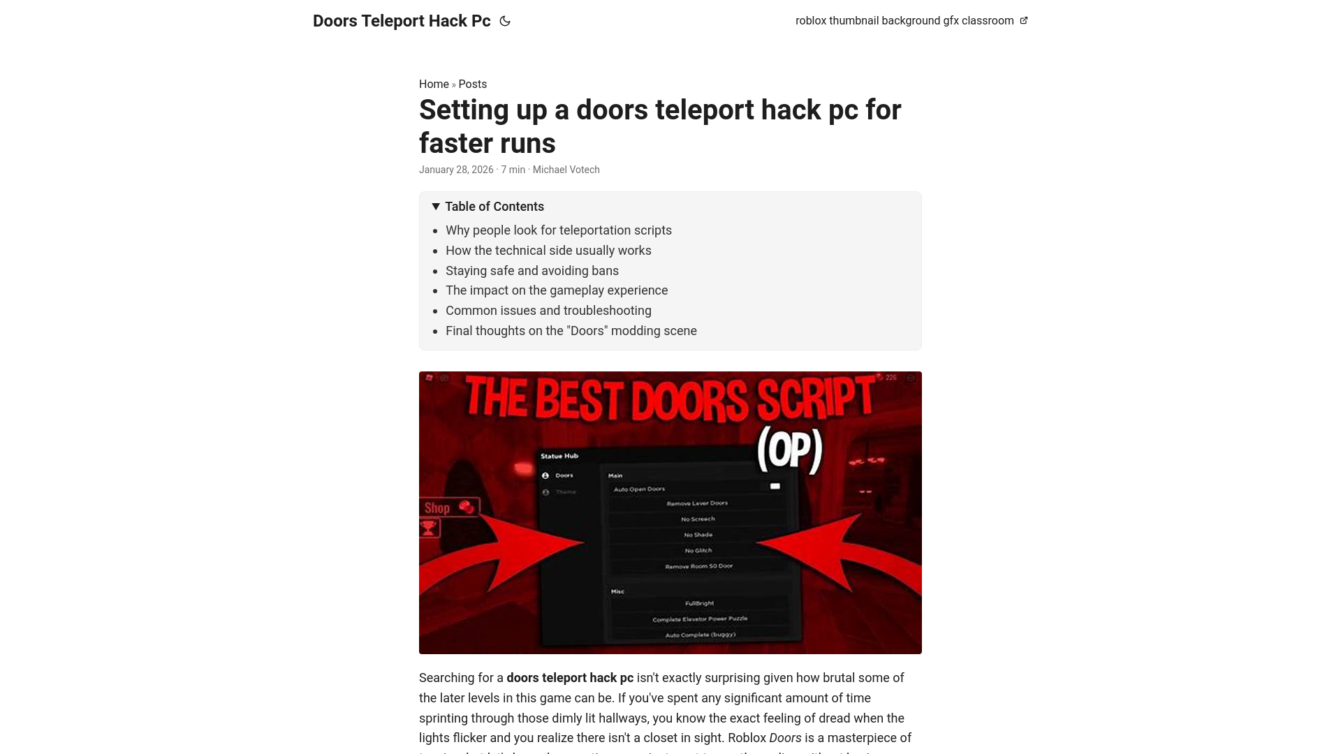 website screenshot of https://doors-teleport-hack-pc.pages.dev/