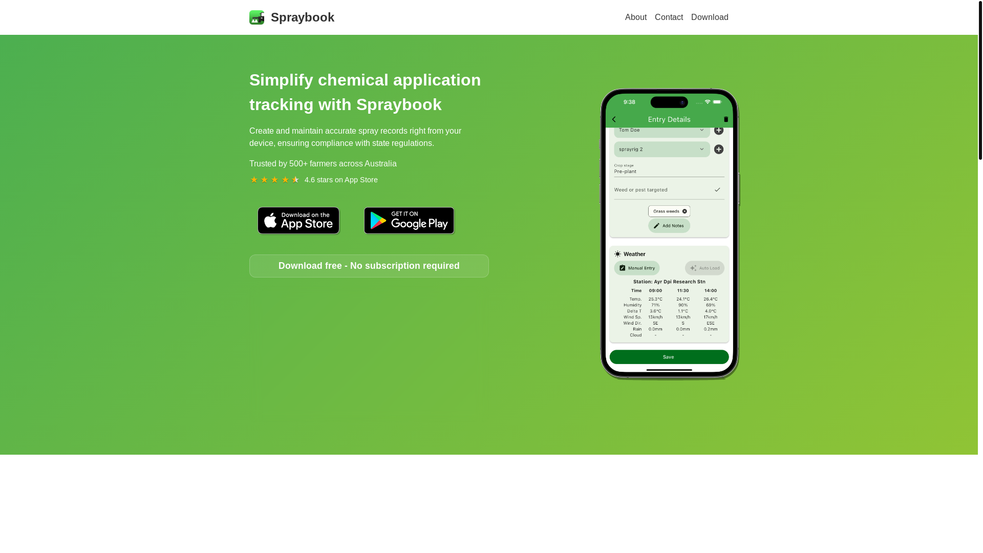 website screenshot of https://spraybook.pages.dev/