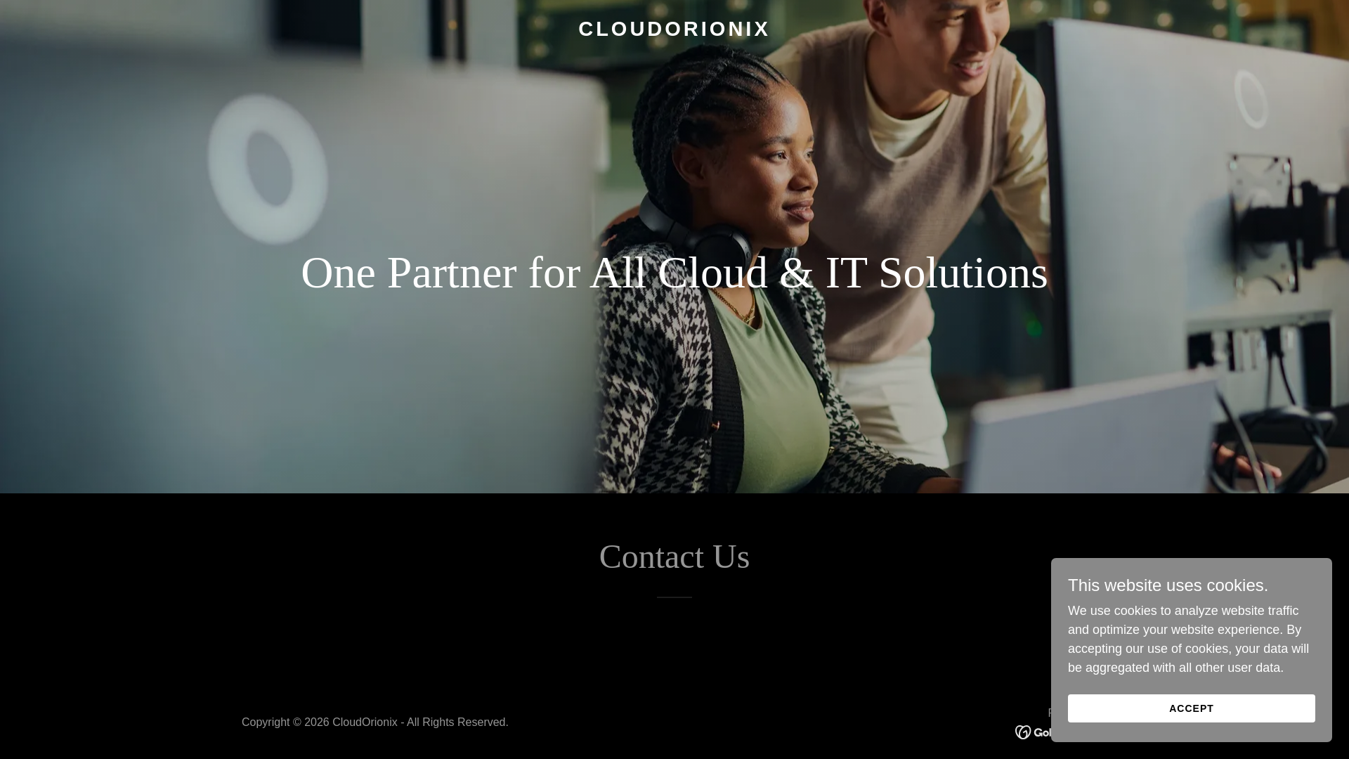 website screenshot of https://cloudorionix.com/