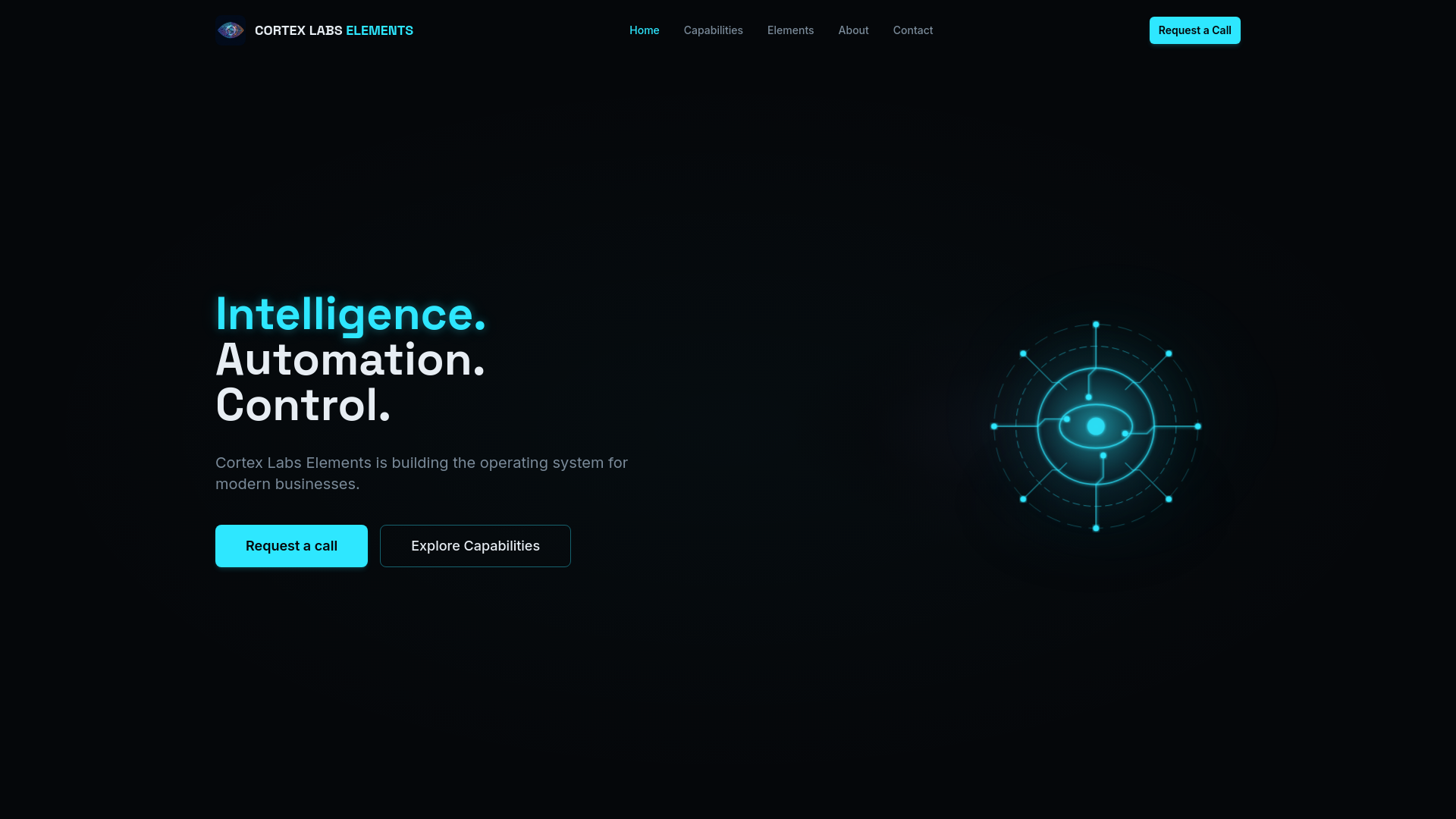 website screenshot of https://cortexelements.eu
