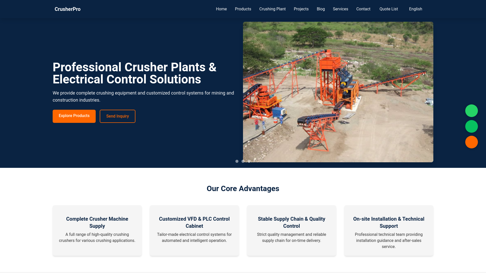 website screenshot of https://om-crusher.pages.dev/
