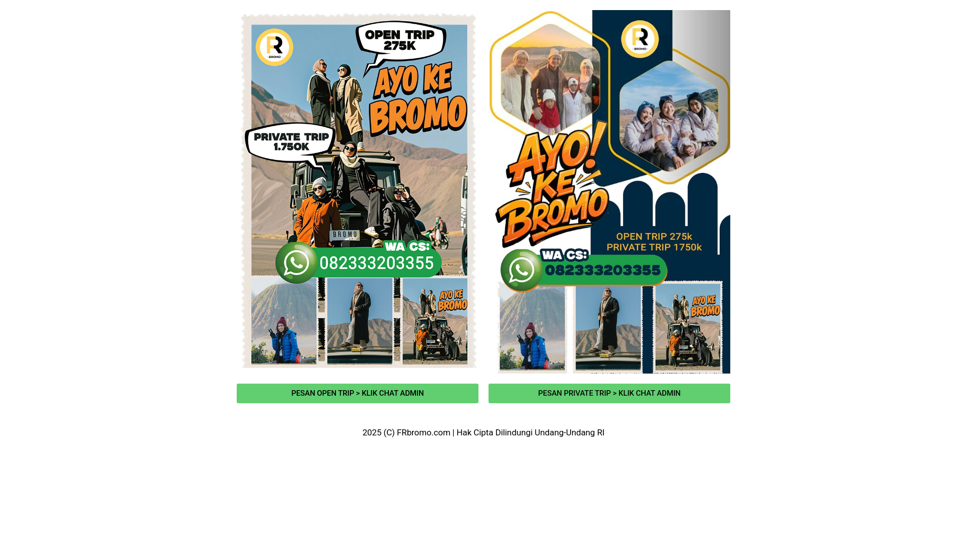 website screenshot of https://frbromo.com/