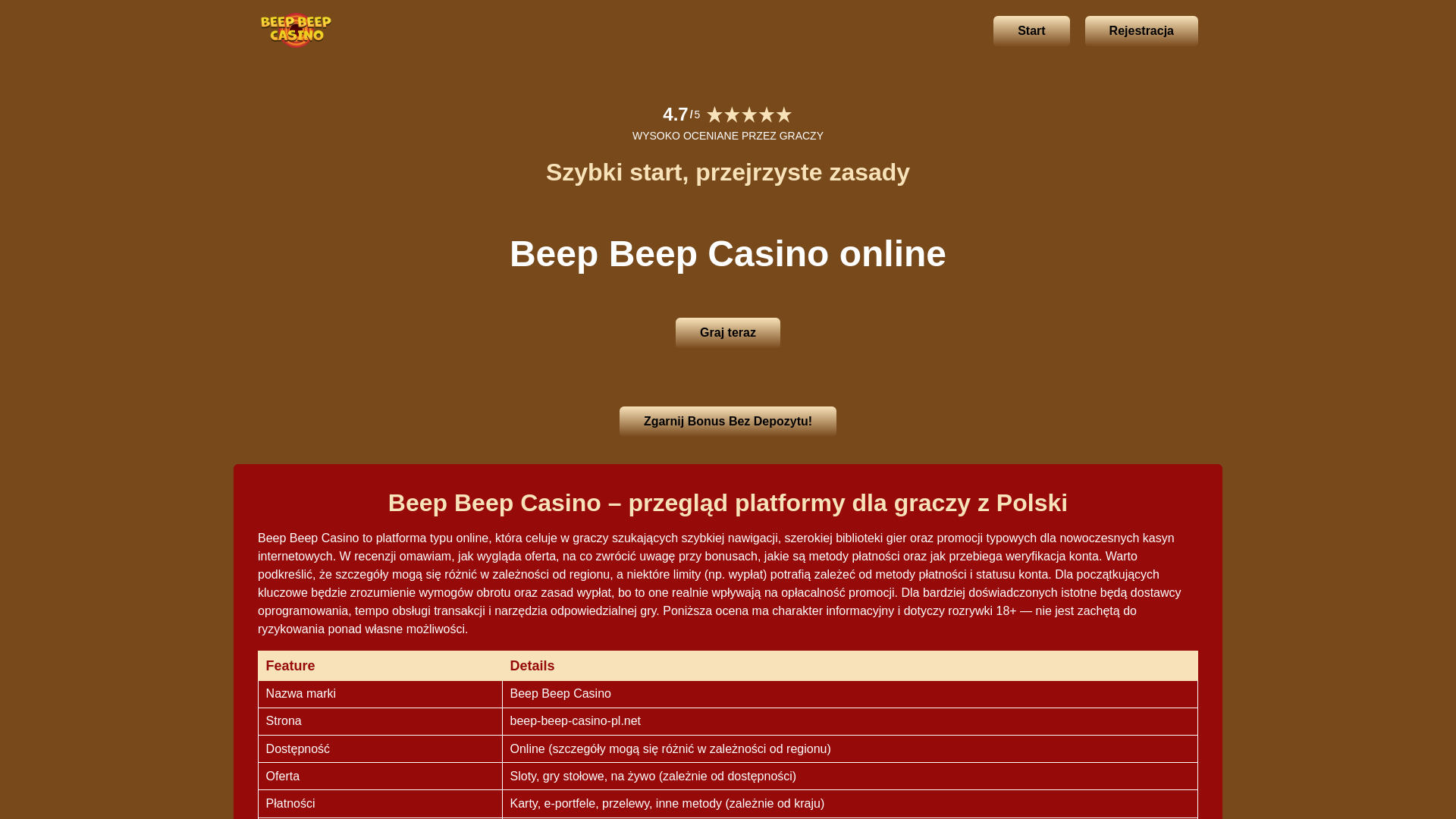 website screenshot of https://beep-beep-casino-pl-net.pages.dev/